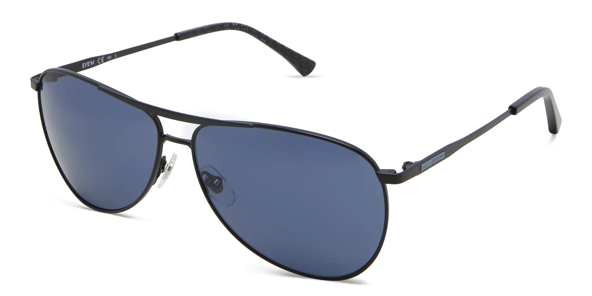 Shop EYE'M Wide Aviator Sunglasses in Black online.