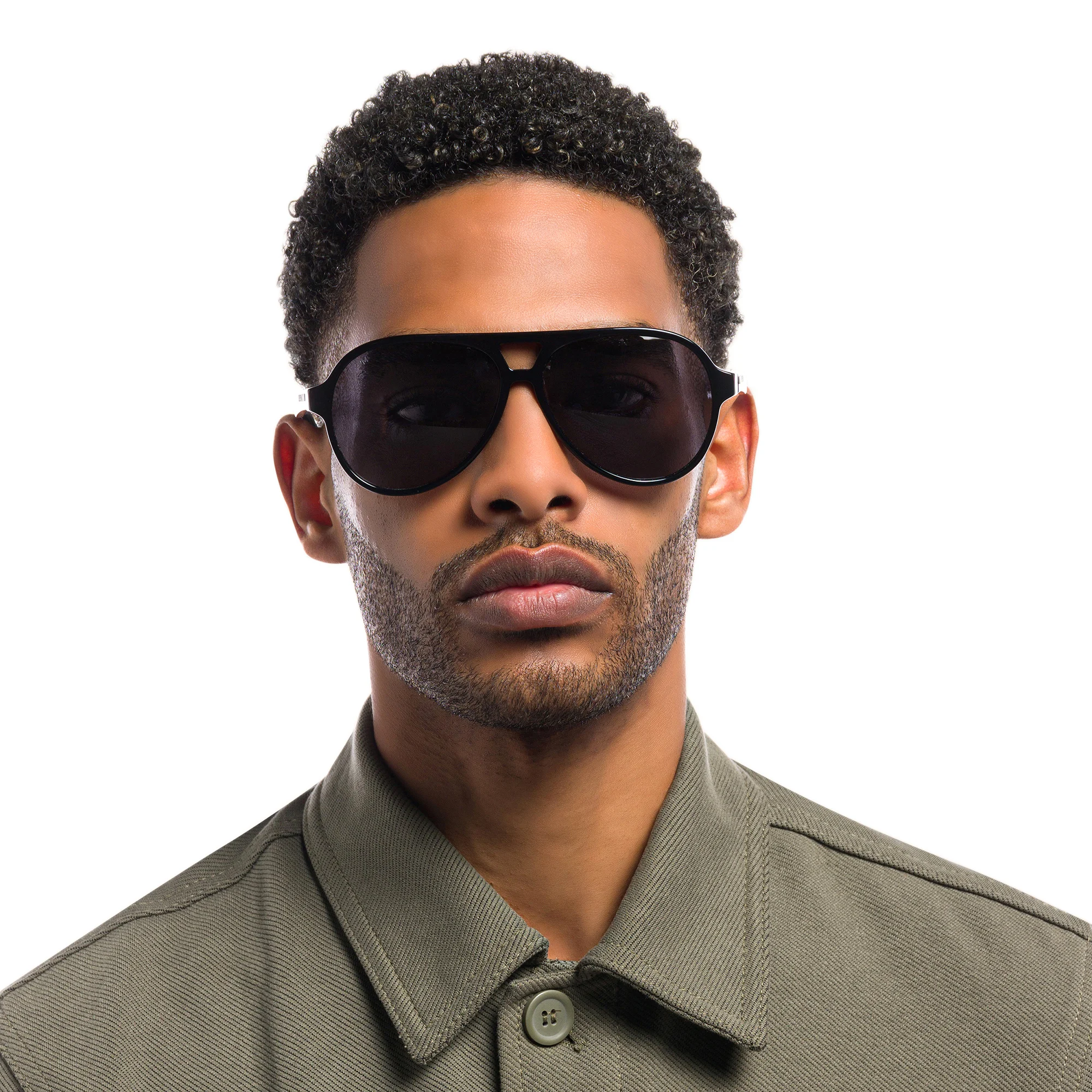 Shop EYE'M Aviator Sunglasses in Shiny Black online.