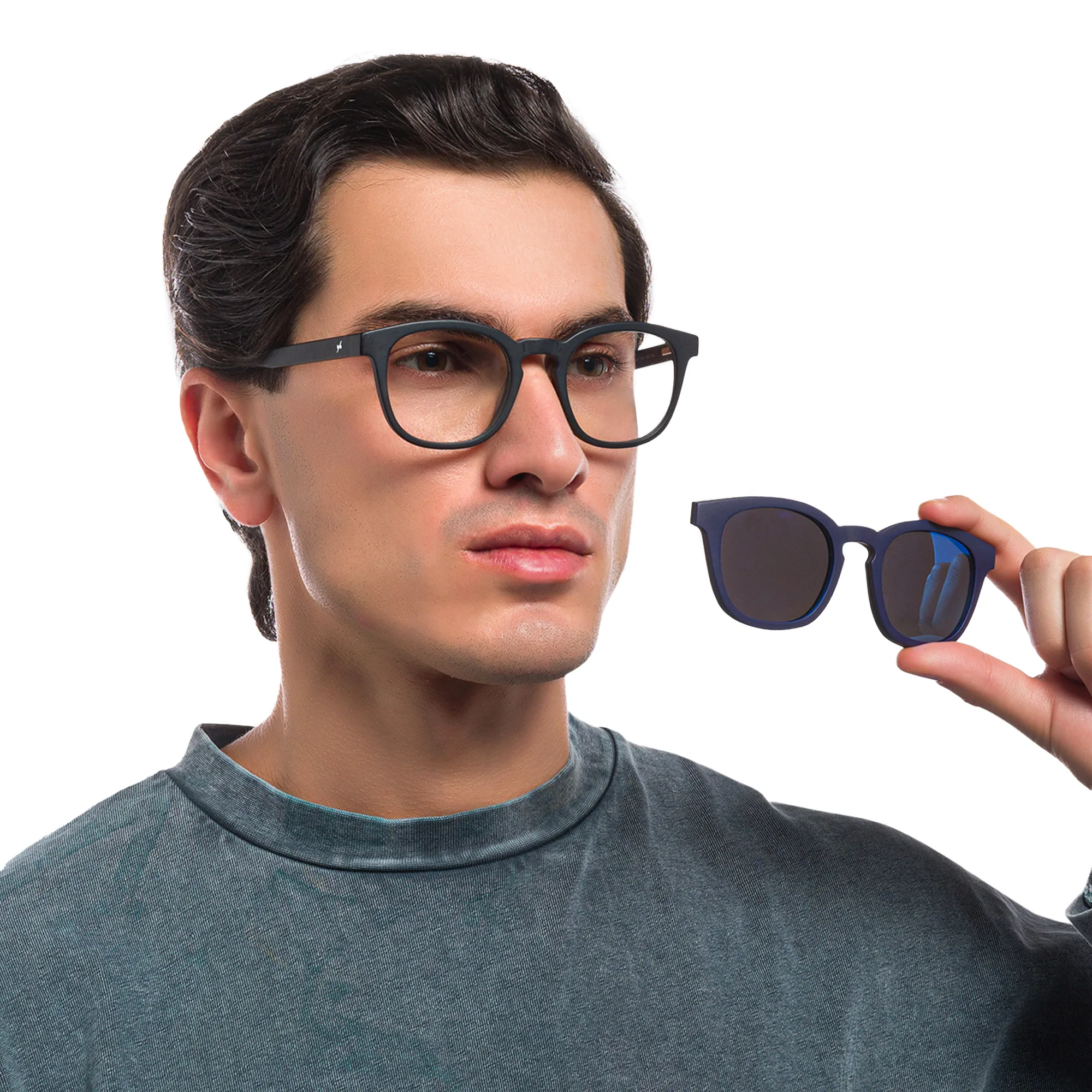 Shop EYE'M Square Eyeglasses in Black online.