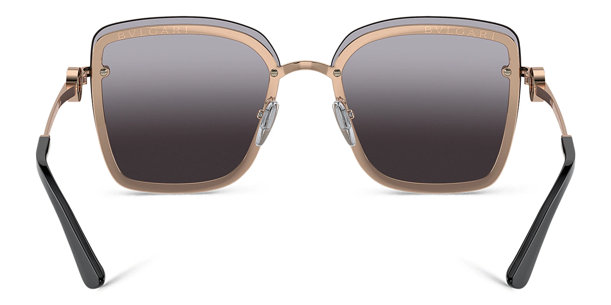 Shop BVLGARI Square Sunglasses in Pink Gold online.