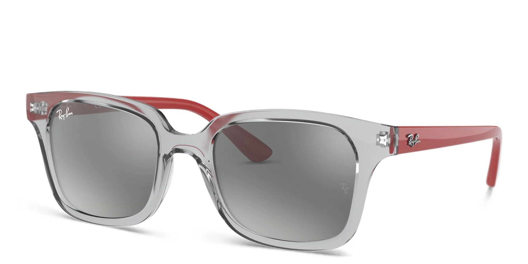 Shop Ray-Ban Junior Kids Square Sunglasses in Transparent Grey online.