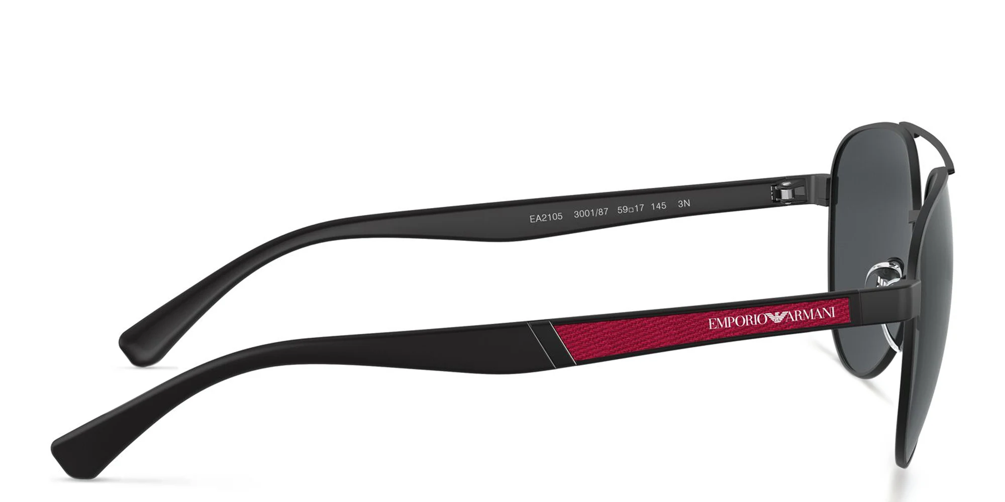 Shop Emporio Armani Aviator Sunglasses in Matte Black online.