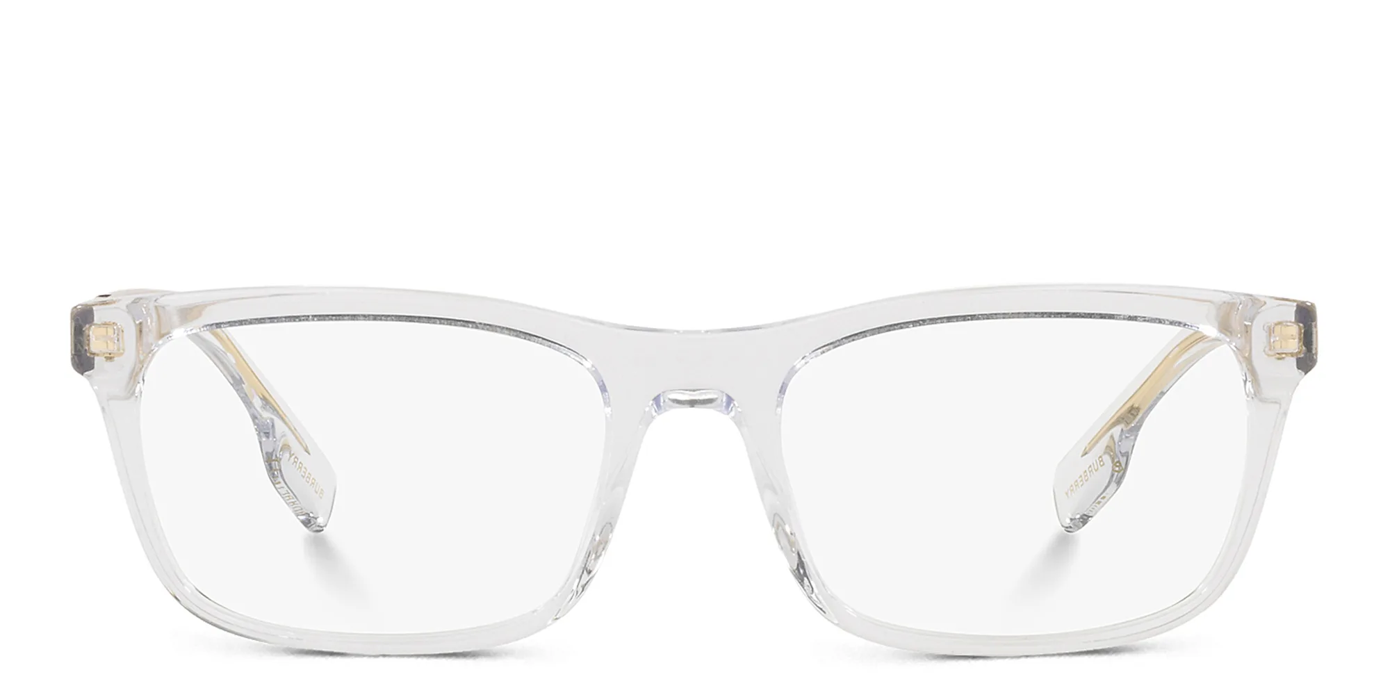 Shop BURBERRY Wide Rectangle Eyeglasses in Transparent online.