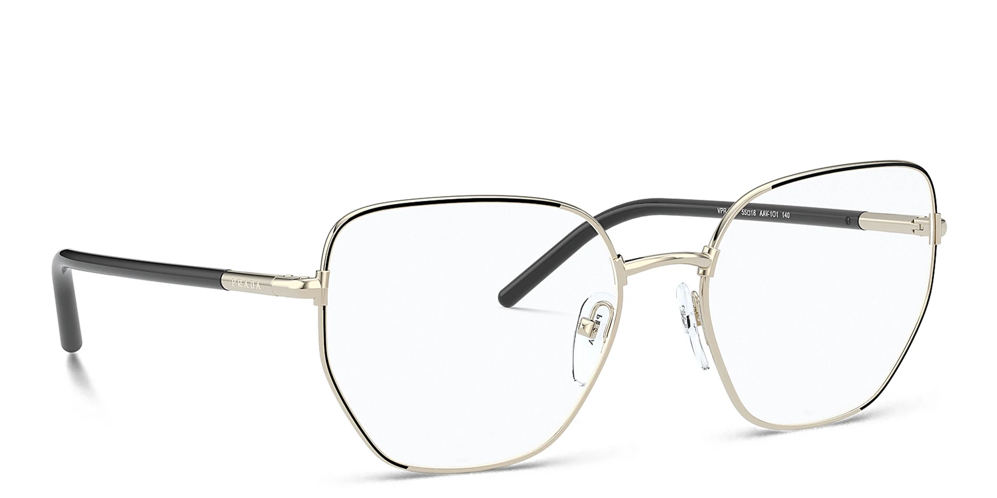 Shop PRADA Wide Irregular Eyeglasses in Black online.