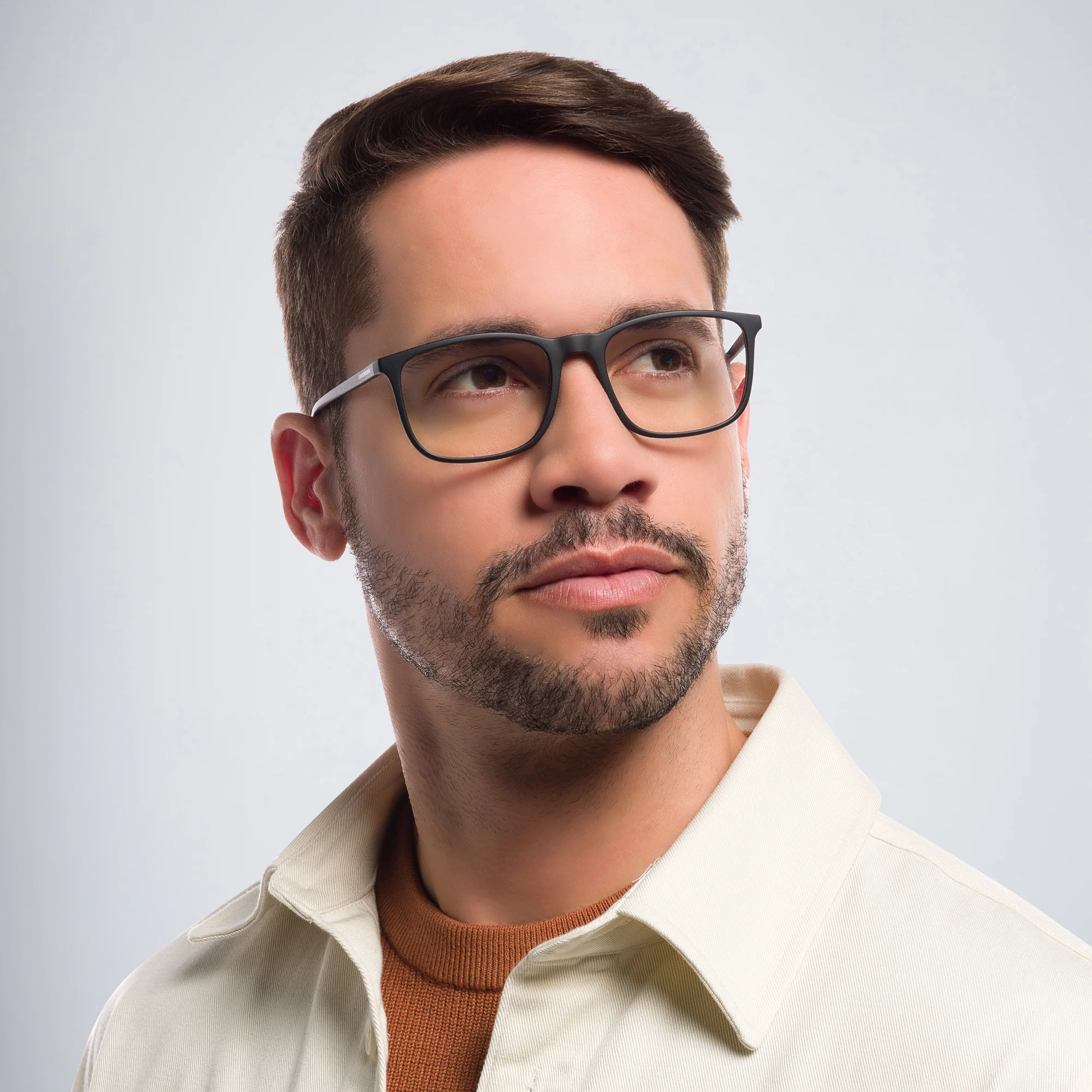 Shop Emporio Armani Square Eyeglasses in Matte Black online.