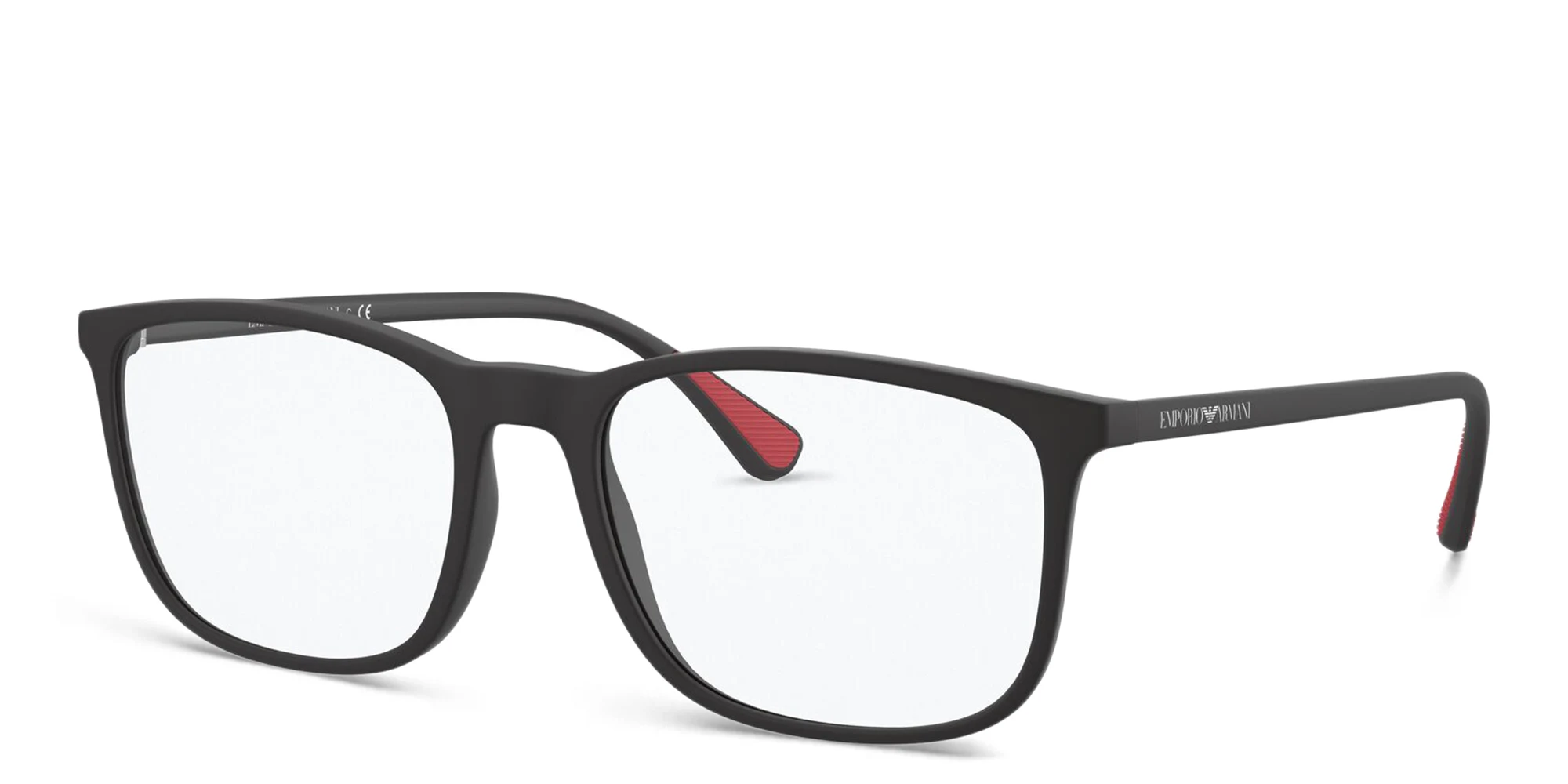 Shop Emporio Armani Square Eyeglasses in Matte Black online.