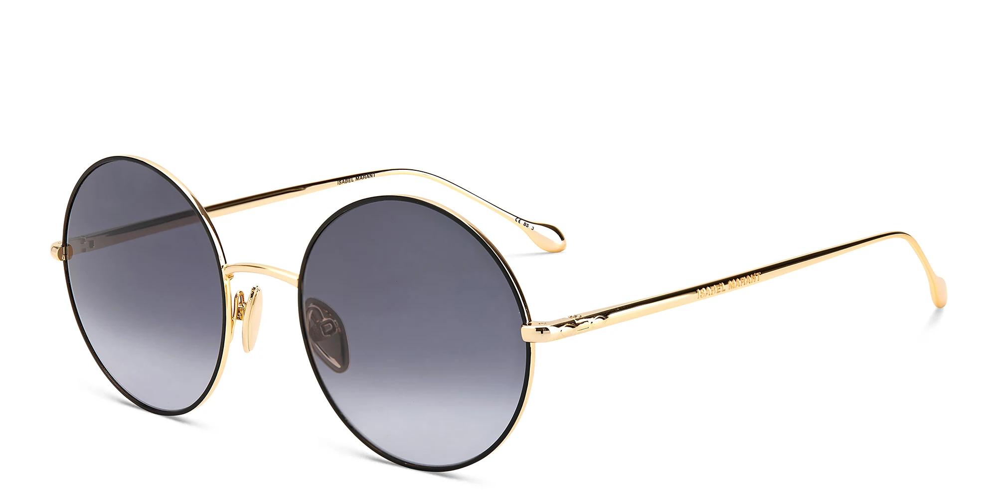 Shop ISABEL MARANT Oversized Round Sunglasses in Black Gold online.