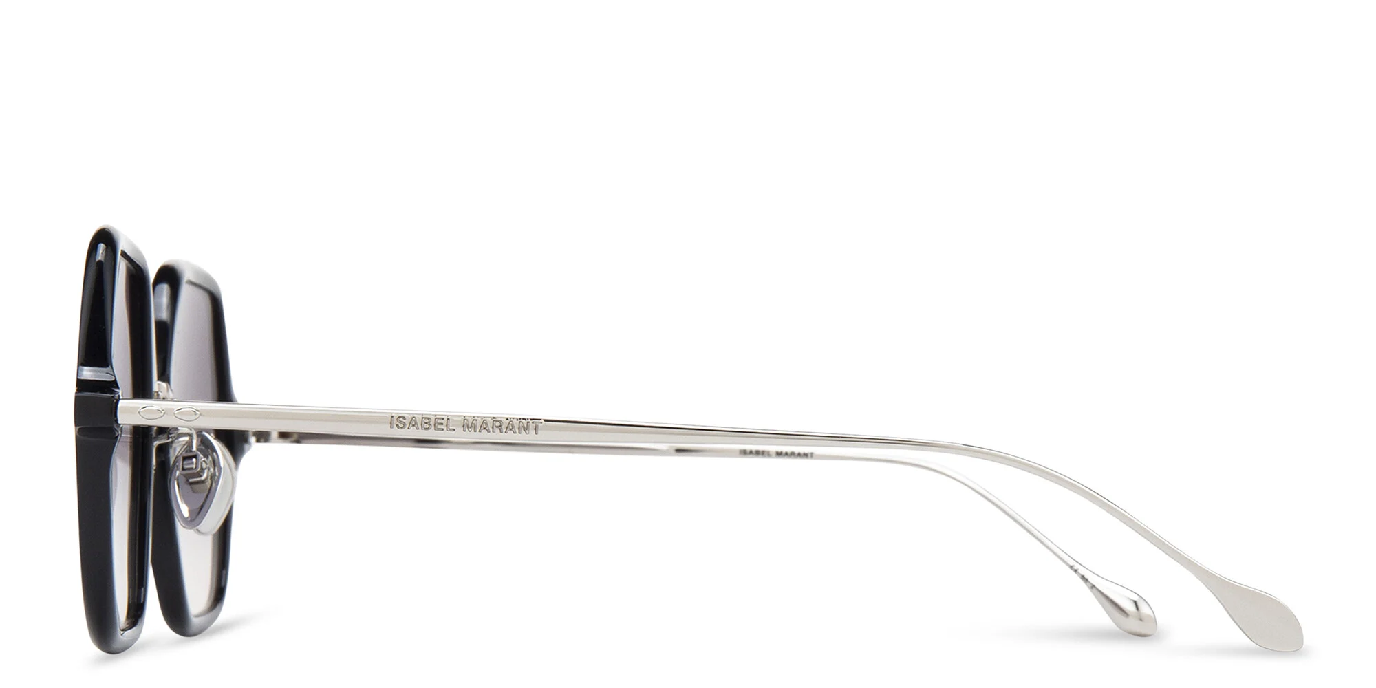 Shop ISABEL MARANT Oversized Irregular Sunglasses in Black & Silver online.
