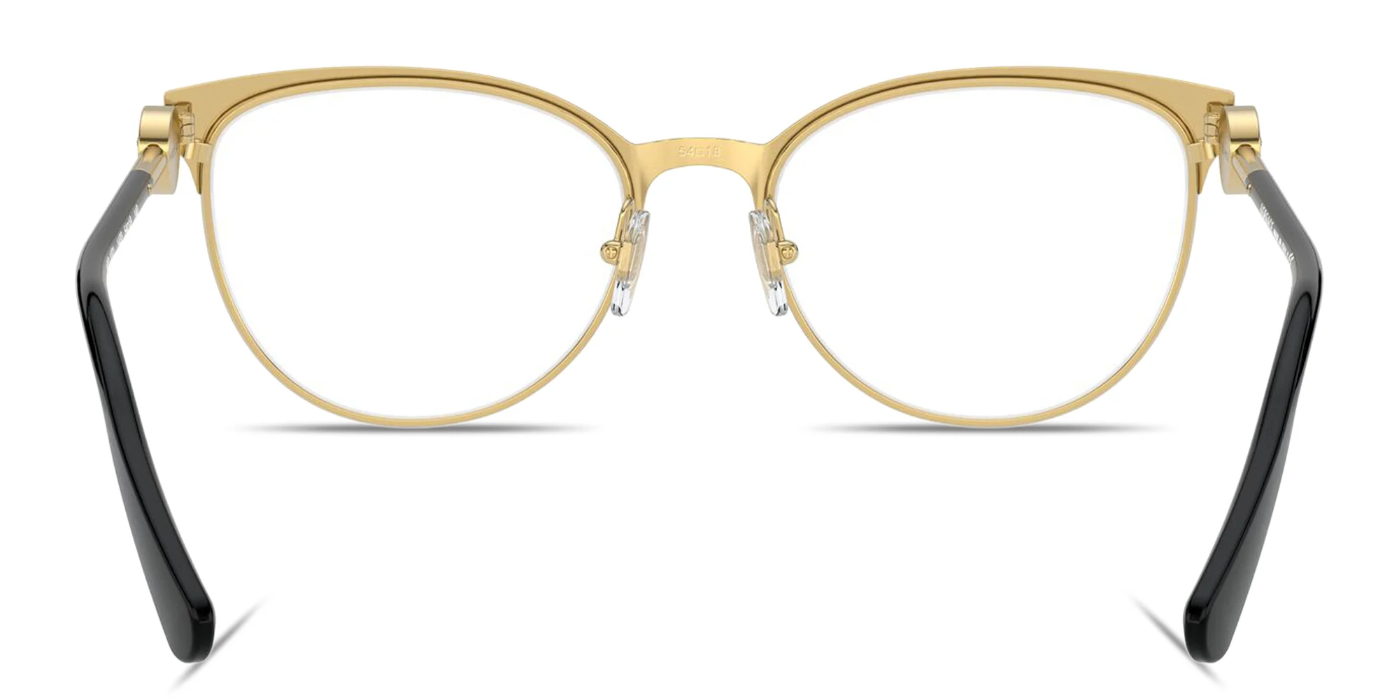 Shop VERSACE Medusa Cat-Eye Eyeglasses in Black On Gold online.