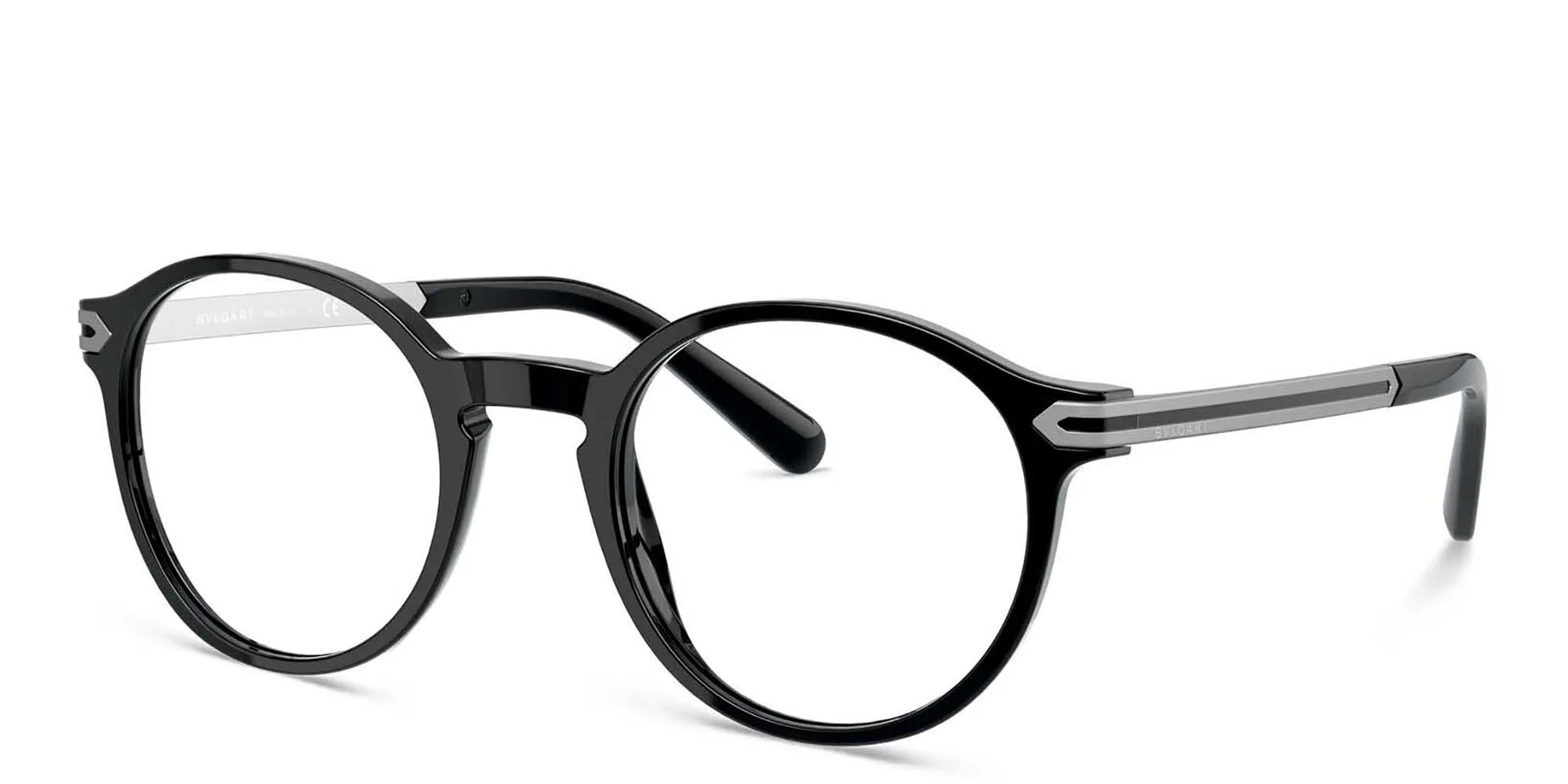 Shop BVLGARI Round Eyeglasses in Gunmetal online.