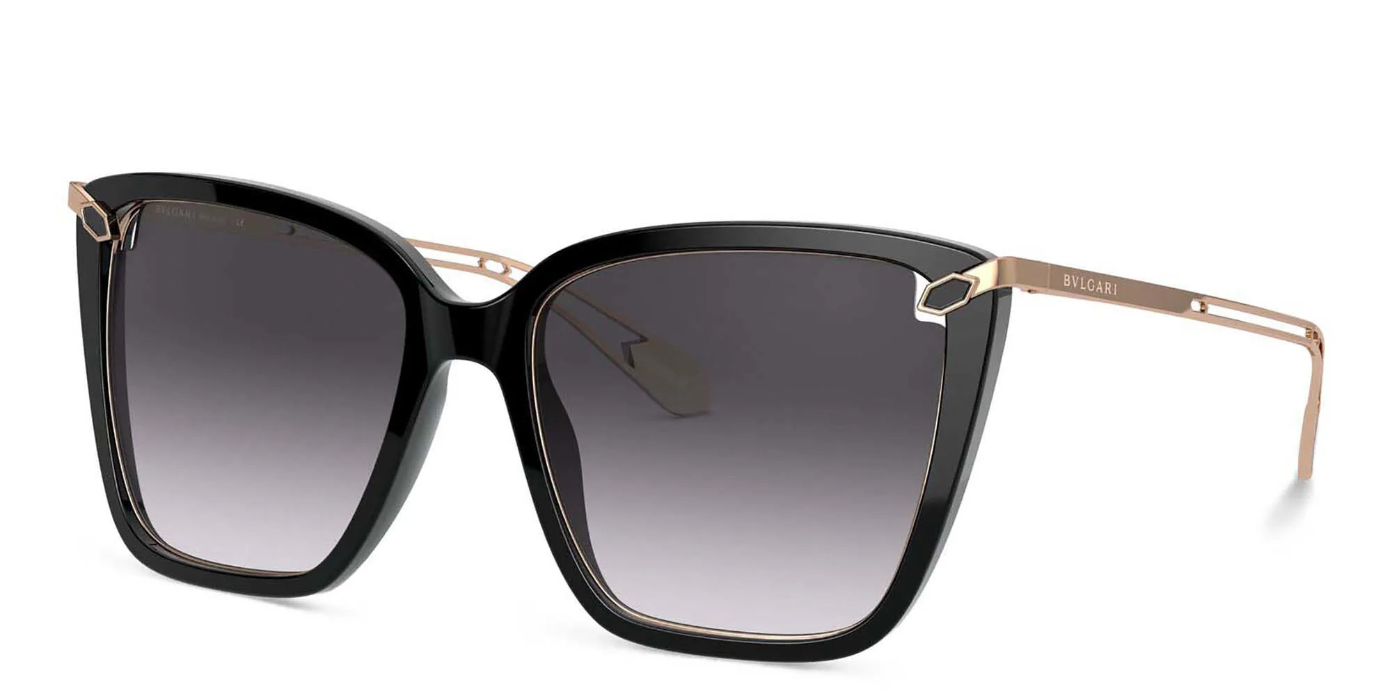 Shop BVLGARI Cat Eye Sunglasses in Black online.