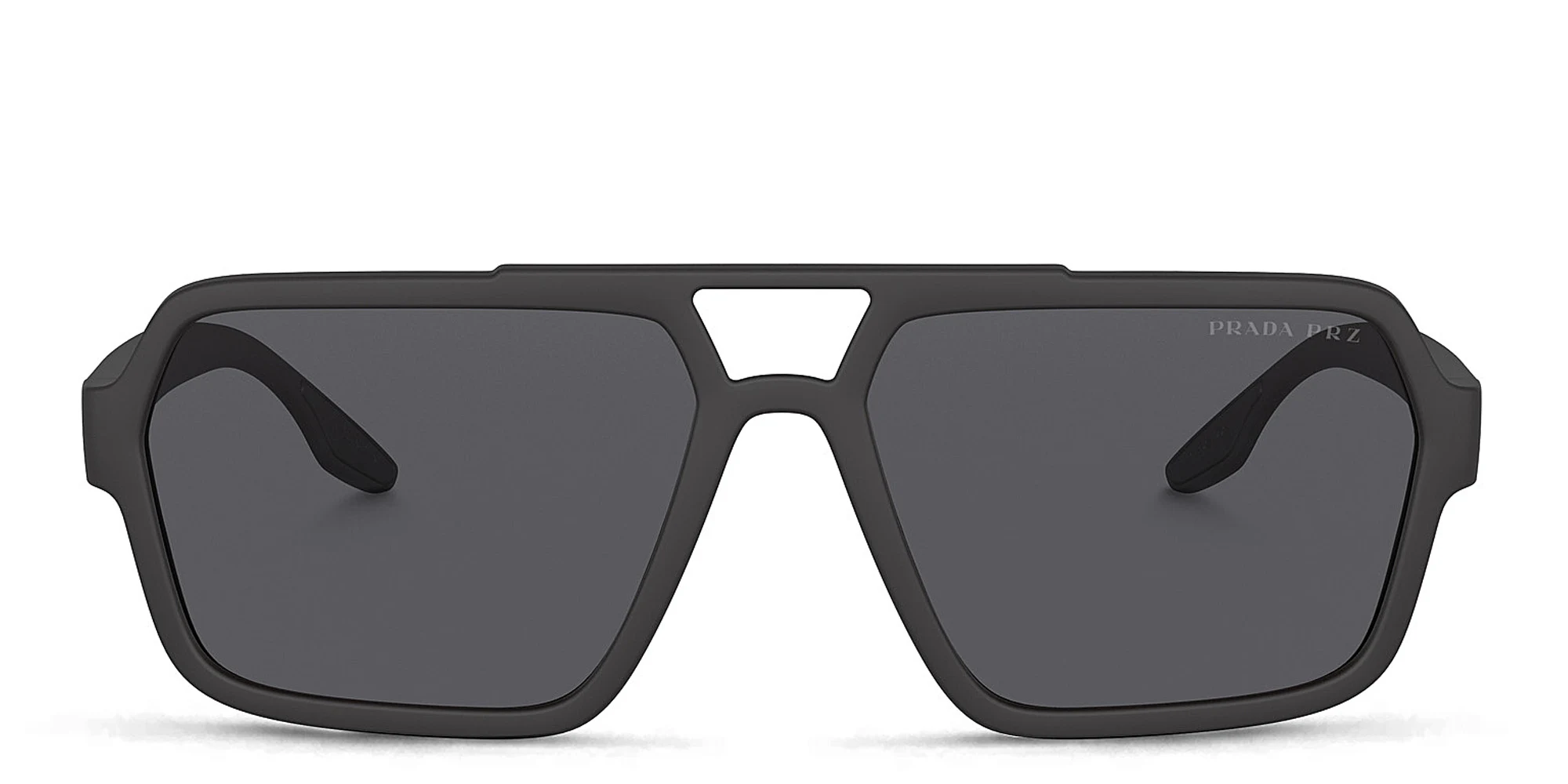 Shop Prada Linea Rossa Logo Signature Wide Rectangle Sunglasses in Black online.