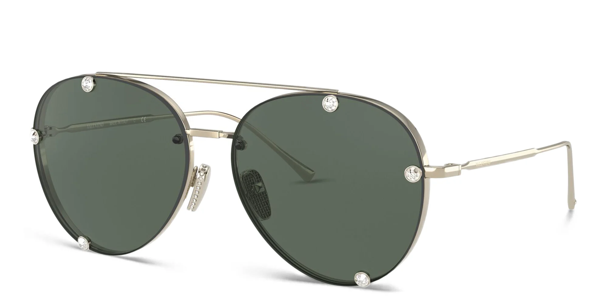 Shop VALENTINO Aviator Sunglasses in Silver online.