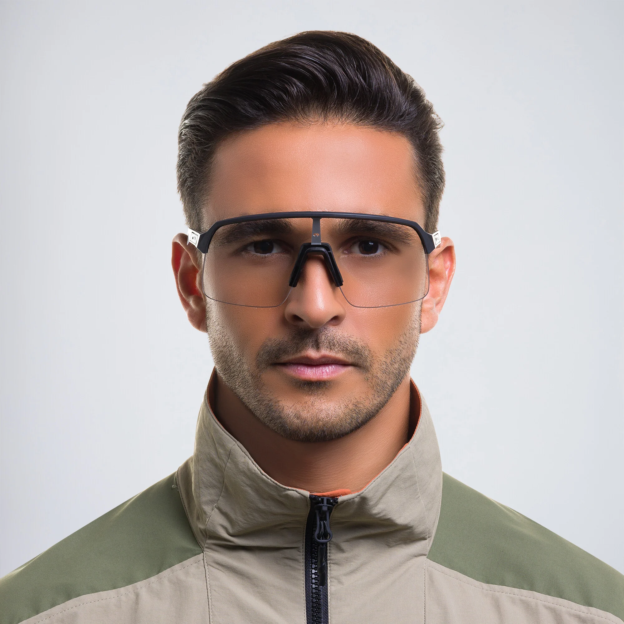 Shop Oakley Sutro Lite Half-Rim Rectangle Sunglasses in Black online.