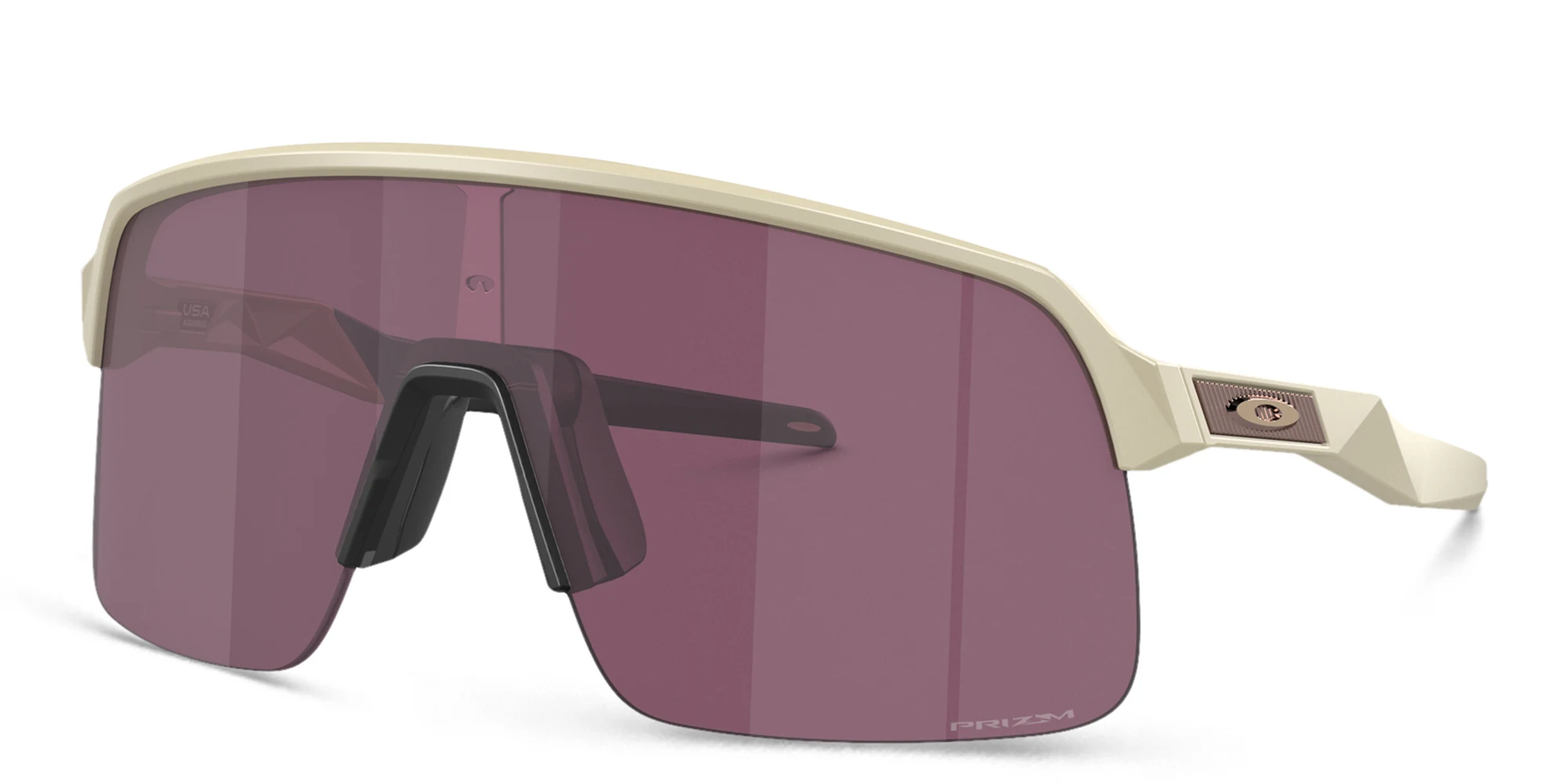 Shop Oakley Half-Rim Wide Rectangle Sunglasses in Light Gold online.