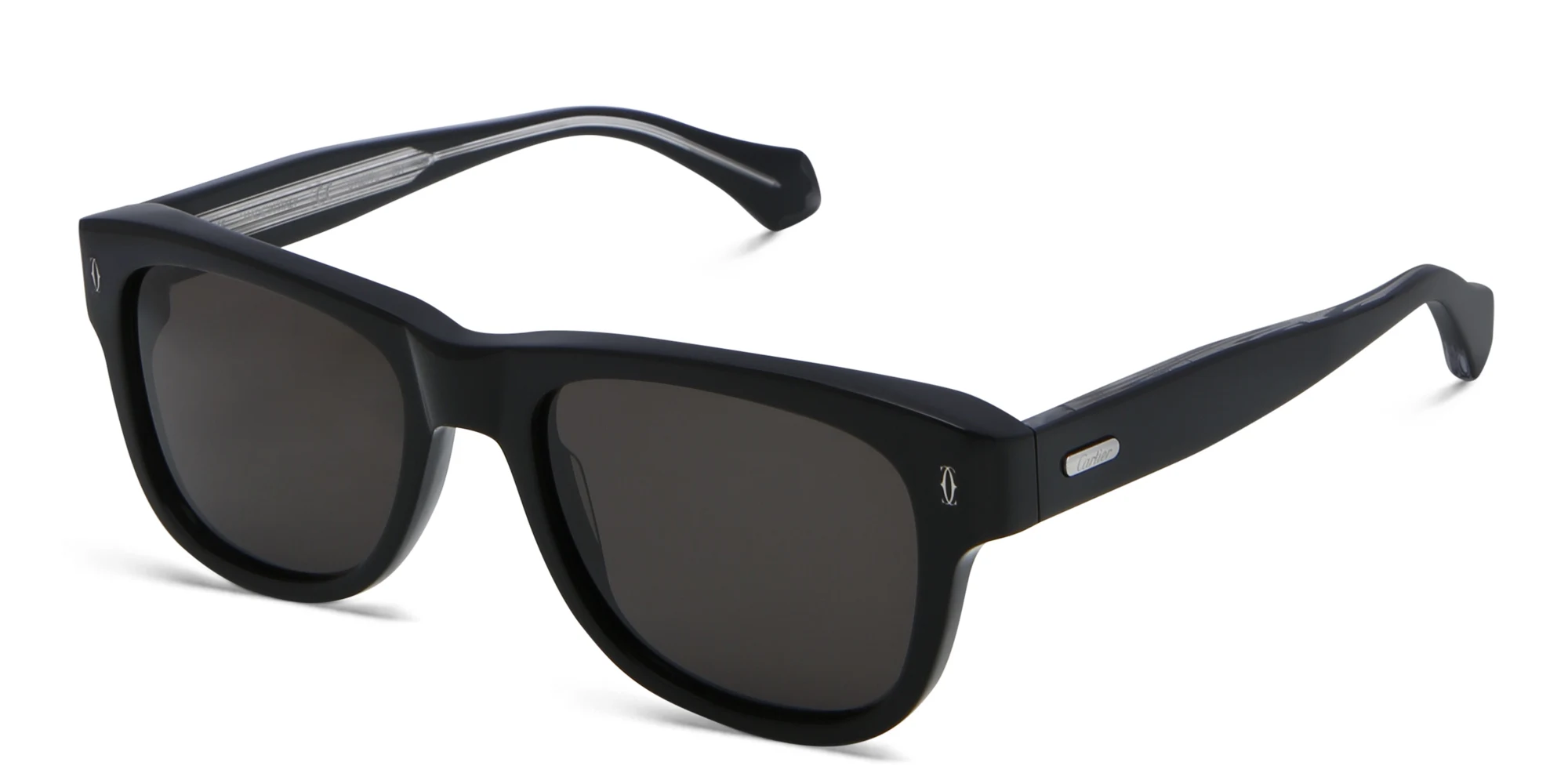 Shop Cartier Signature C de Cartier Rectangle Sunglasses in Black online.
