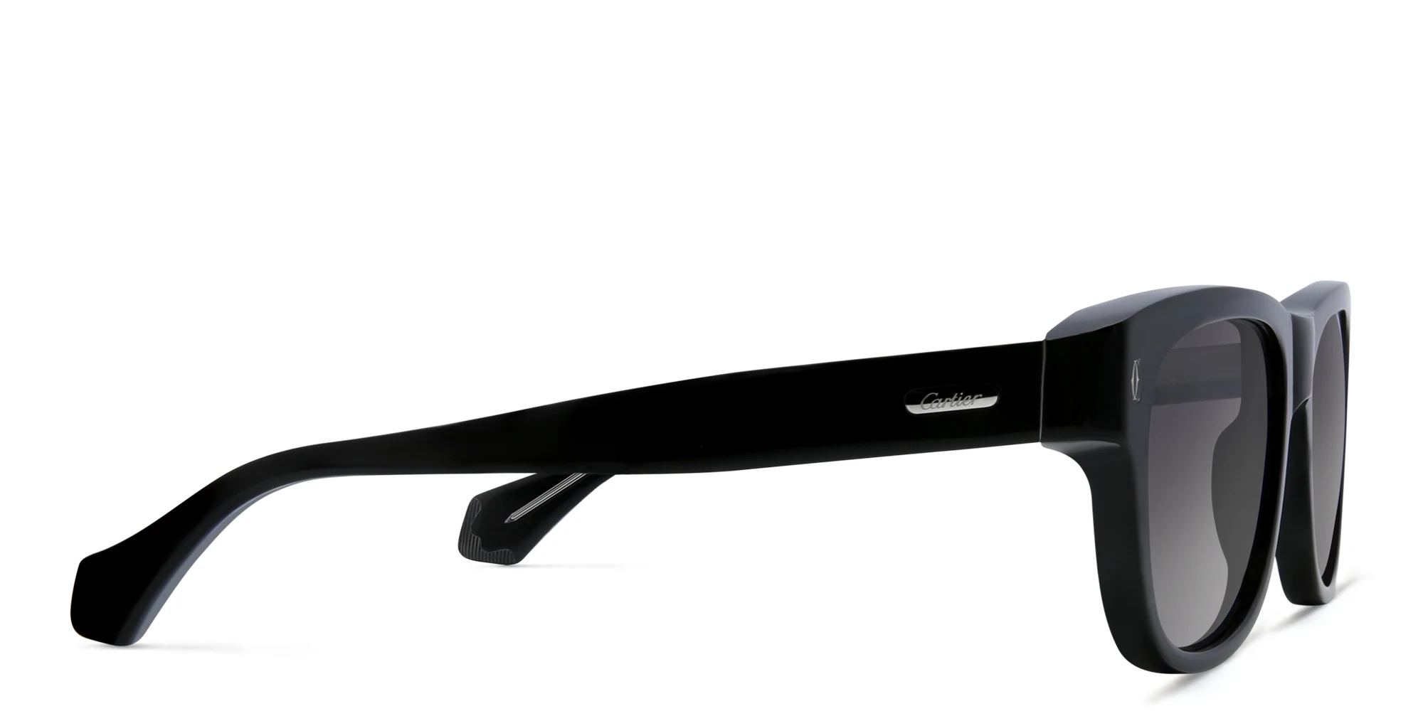 Shop Cartier Signature C de Cartier Rectangle Sunglasses in Black online.