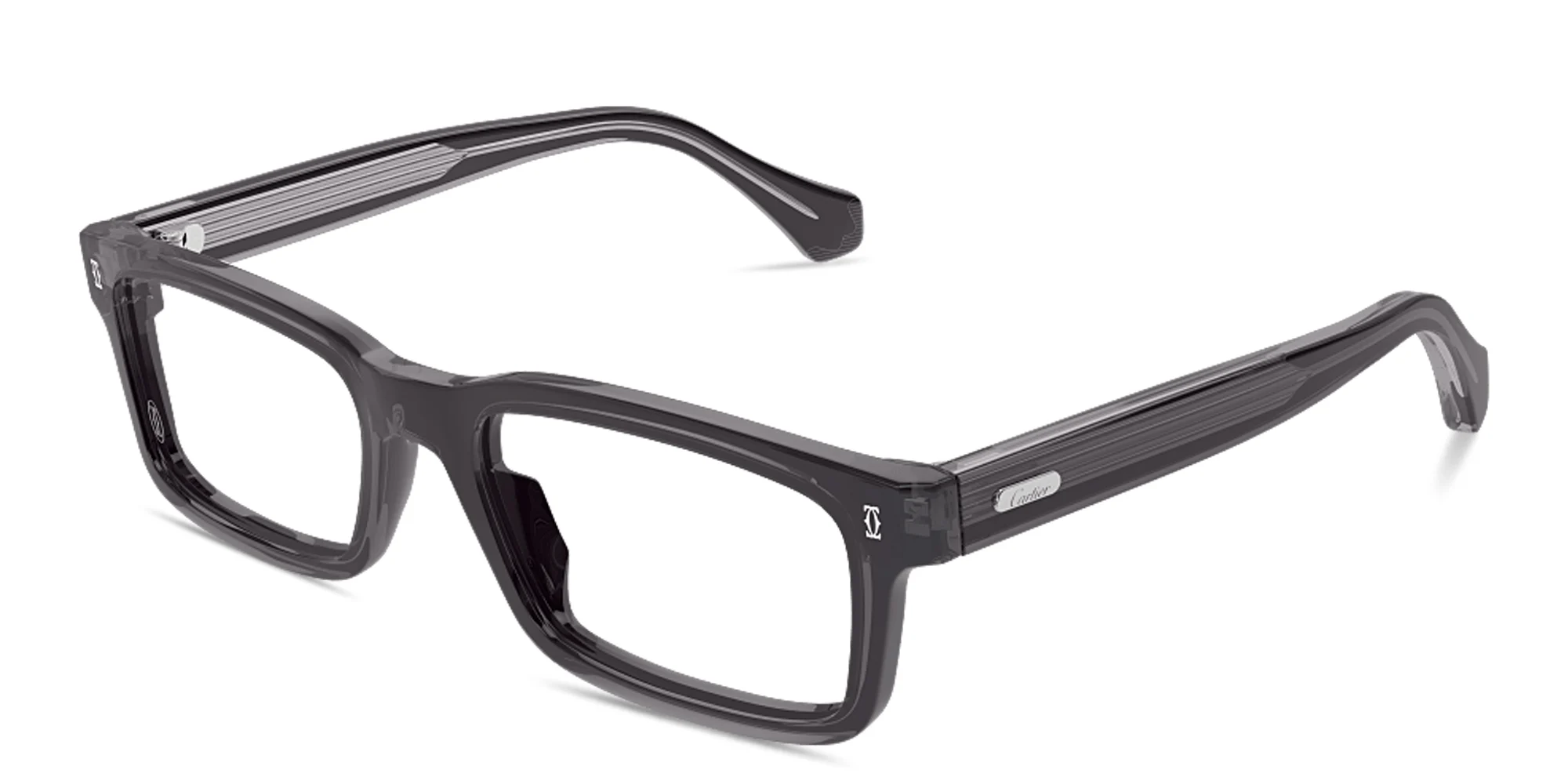 Shop Cartier Signature 'C' de Cartier Rectangle Eyeglasses in Grey online.
