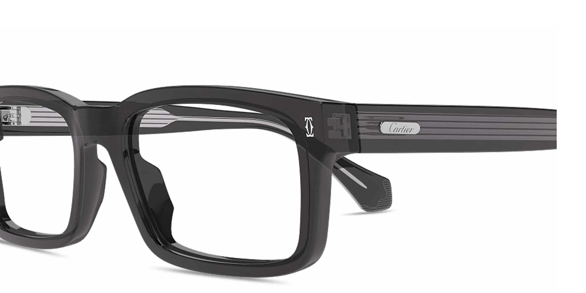 Shop Cartier Signature 'C' de Cartier Rectangle Eyeglasses in Grey online.