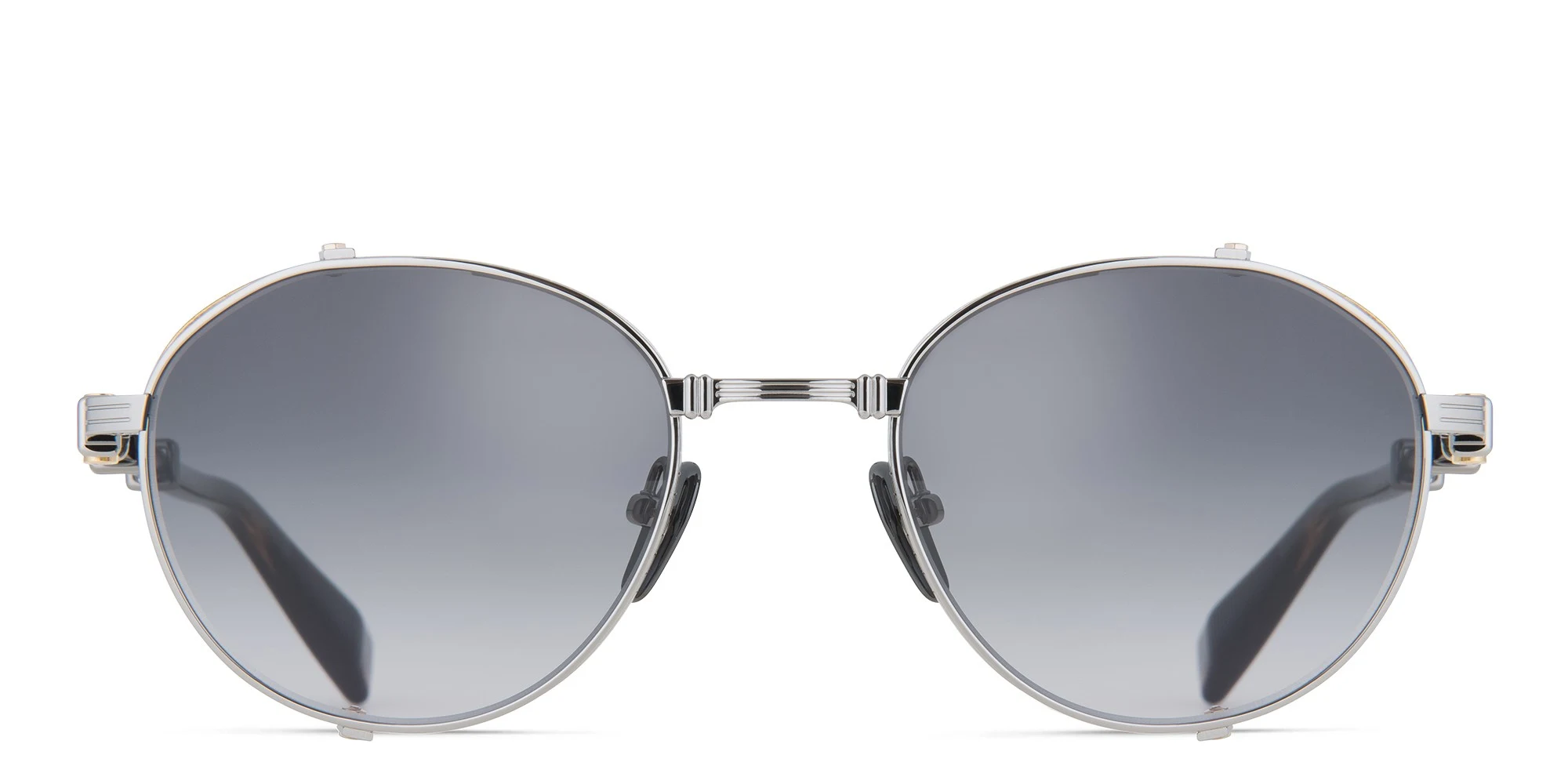 Shop BALMAIN Brigade I Unisex Round Sunglasses in Silver online.