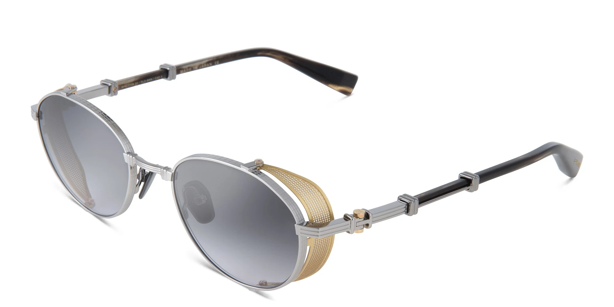 Shop BALMAIN Brigade I Unisex Round Sunglasses in Silver online.