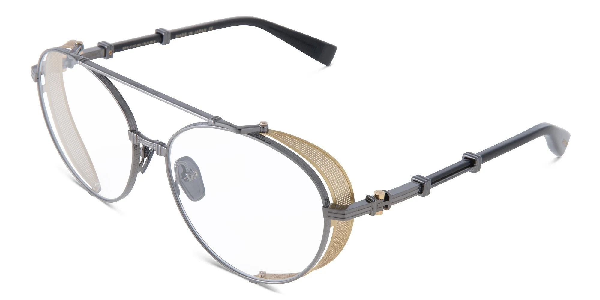 Shop BALMAIN Brigade II Unisex Round Eyeglasses Large in Grey online.