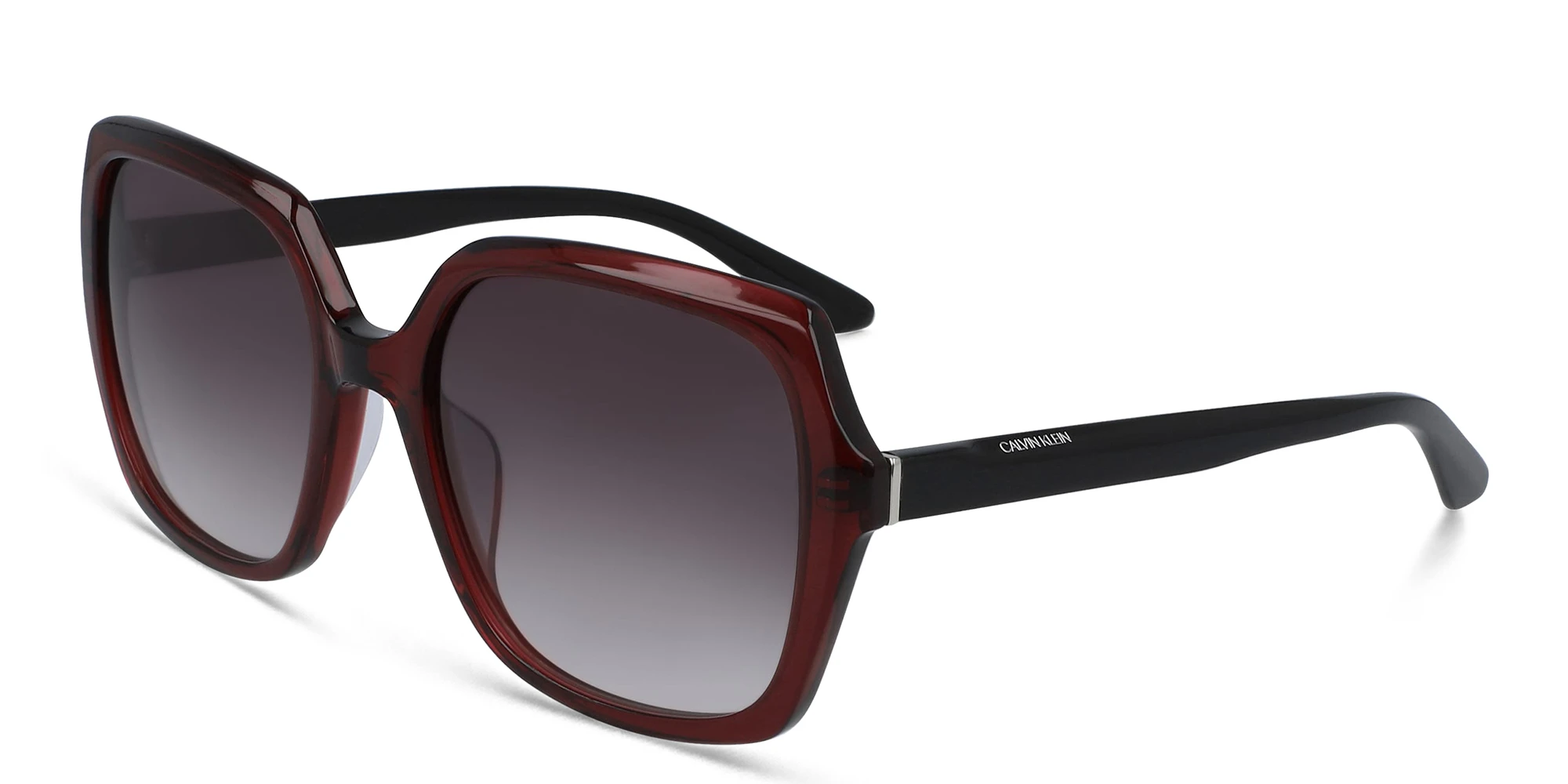 Shop Calvin Klein Oversized Square Sunglasses in Red online.