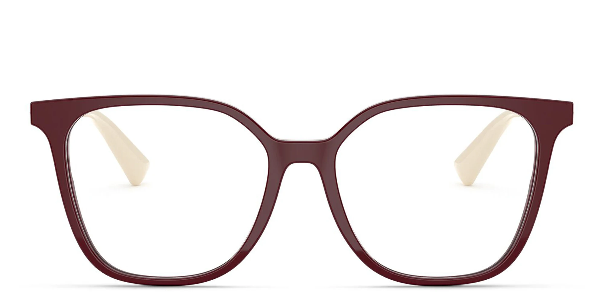 Shop VALENTINO Stud Square Eyeglasses in Burgundy online.