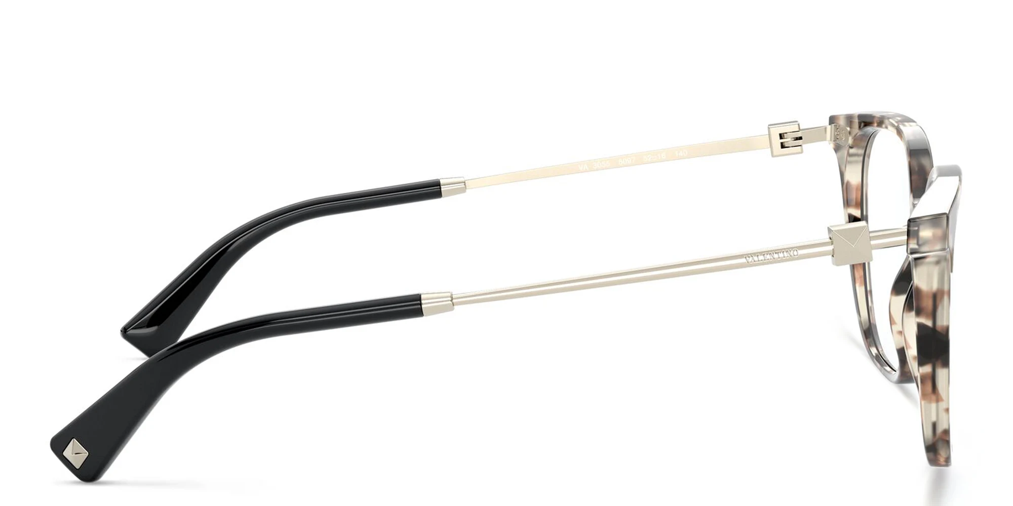 Shop VALENTINO Stud Square Eyeglasses in Brown Havana online.