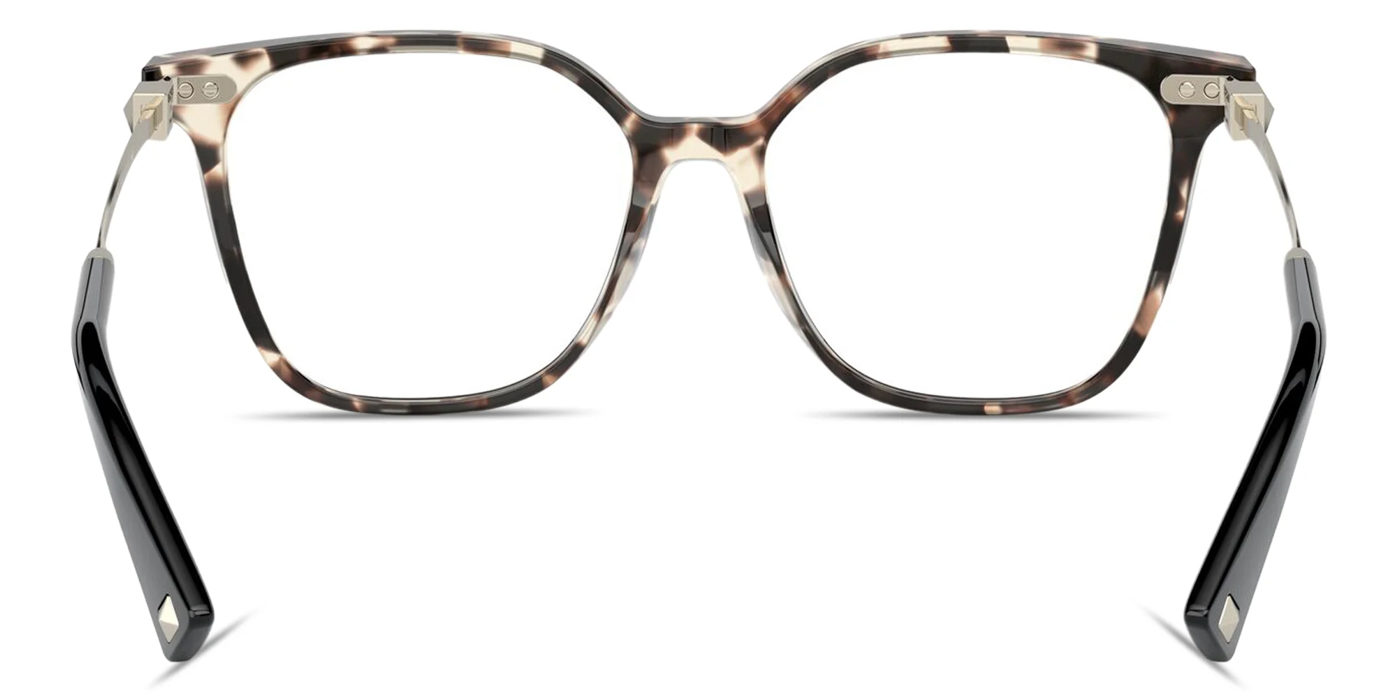 Shop VALENTINO Stud Square Eyeglasses in Brown Havana online.