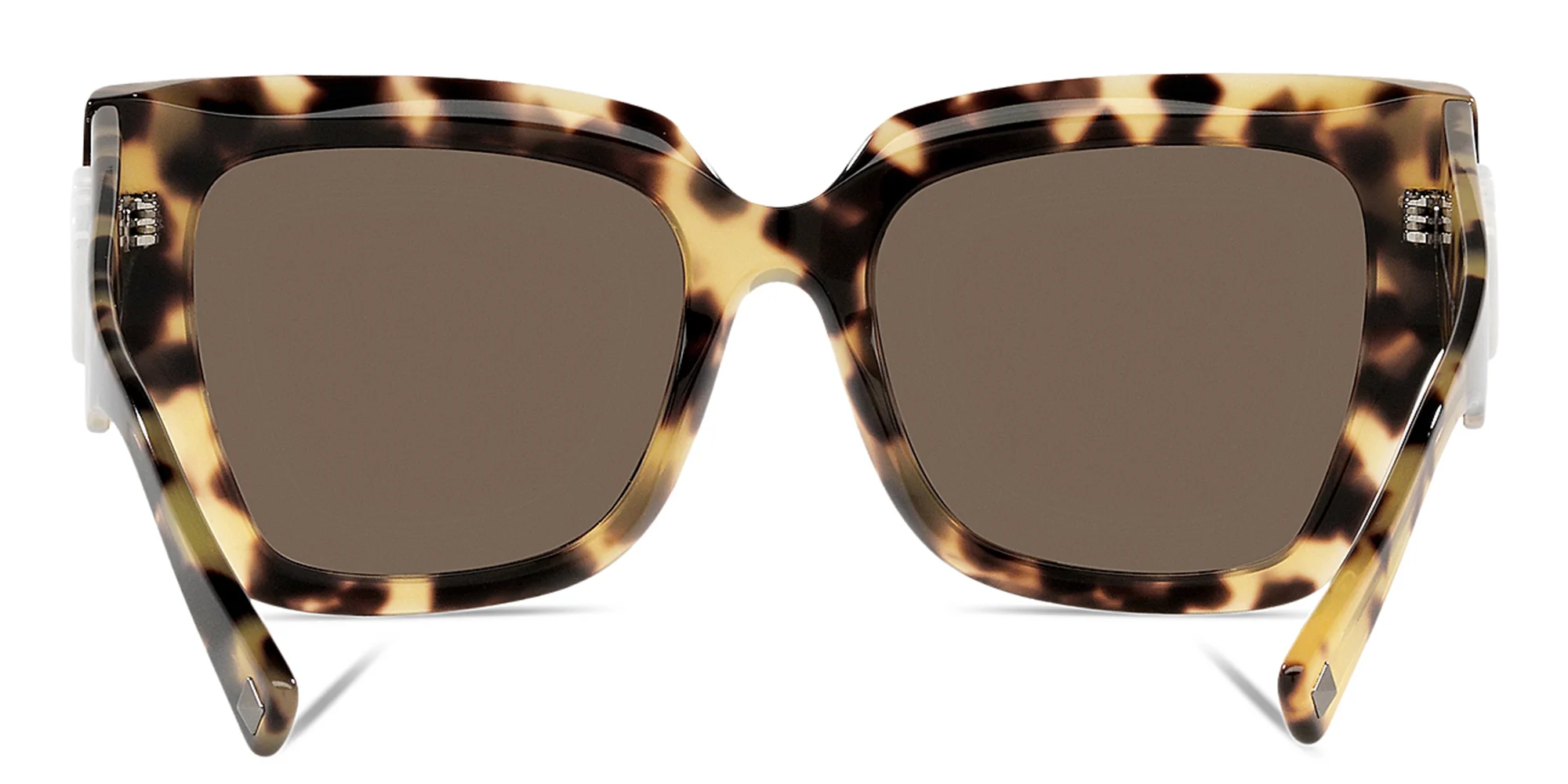 Shop VALENTINO V Logo Square Sunglasses in Yellow Havana online.