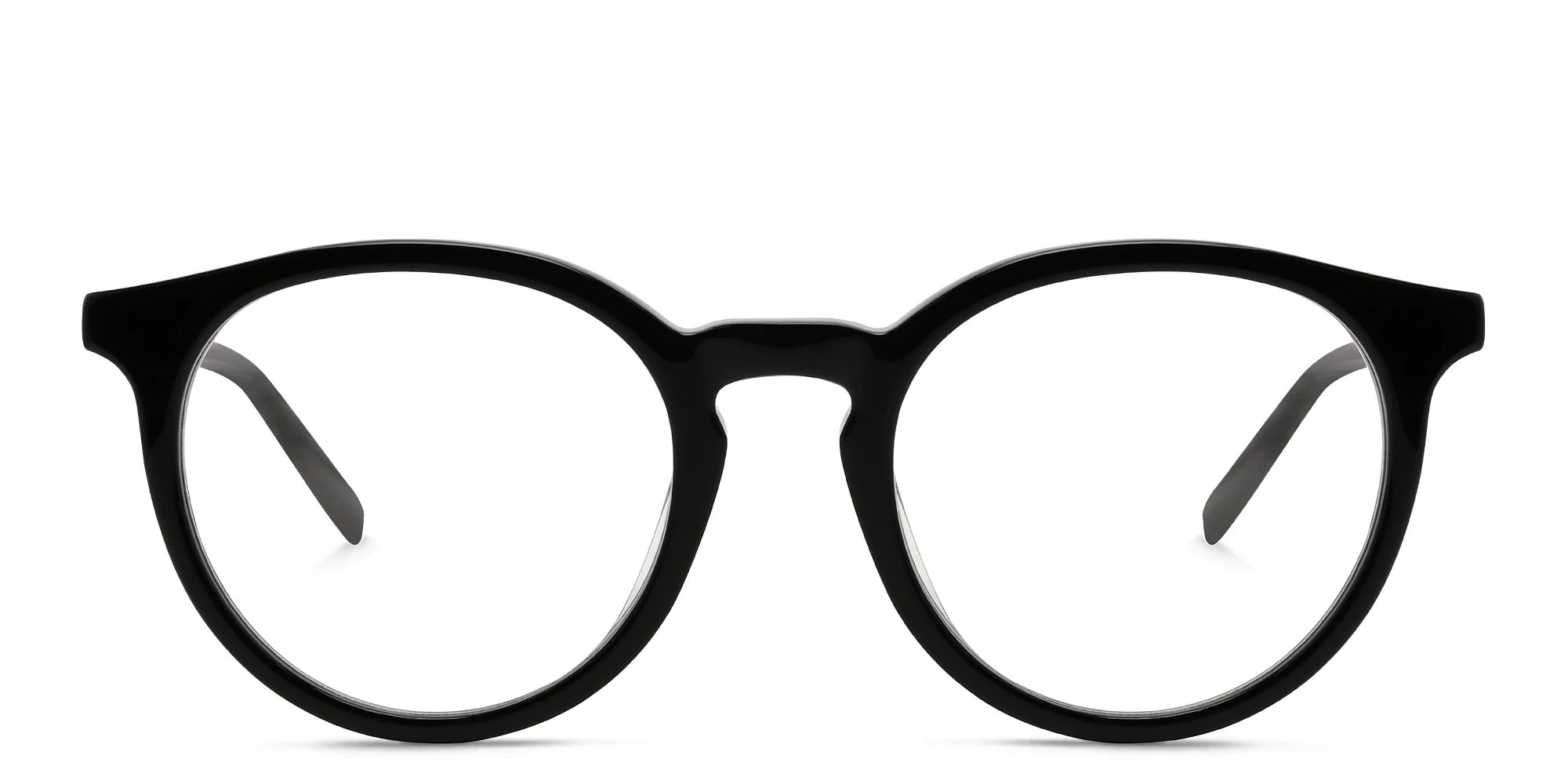 Shop EYE'M Round Eyeglasses in Shiny Black online.