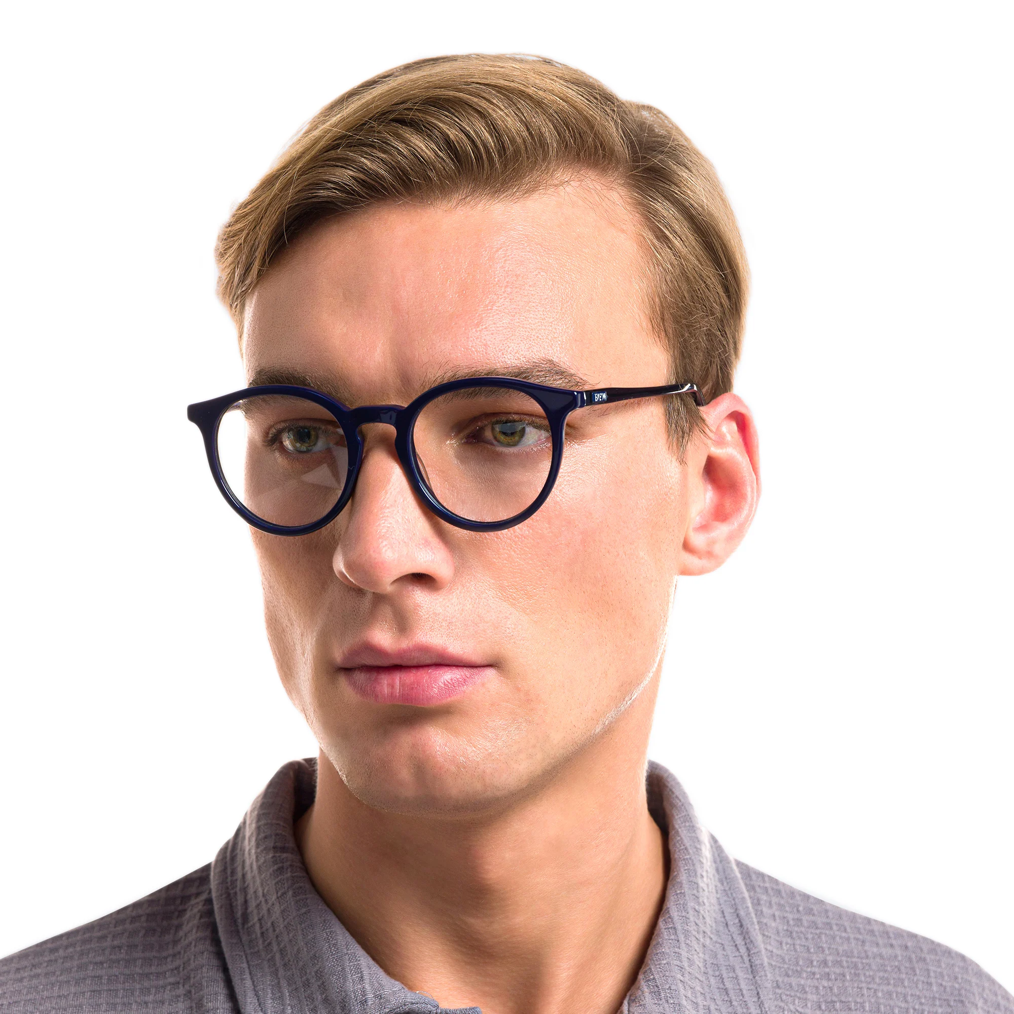 Shop EYE'M Round Eyeglasses in Blue online.