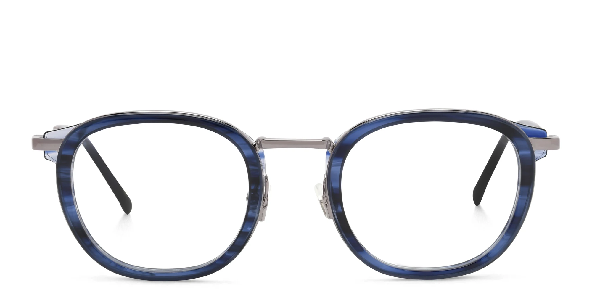 Shop EYE'M Square Eyeglasses in Silver Blue online.
