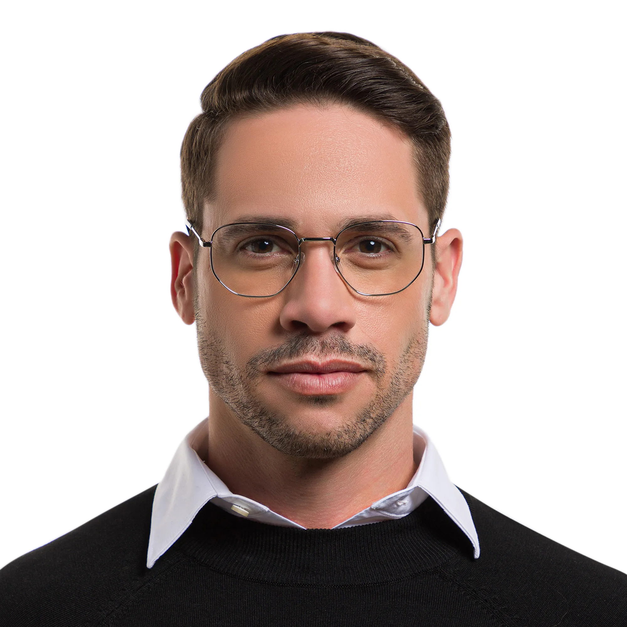 Shop EYE'M Irregular Eyeglasses in Silver online.