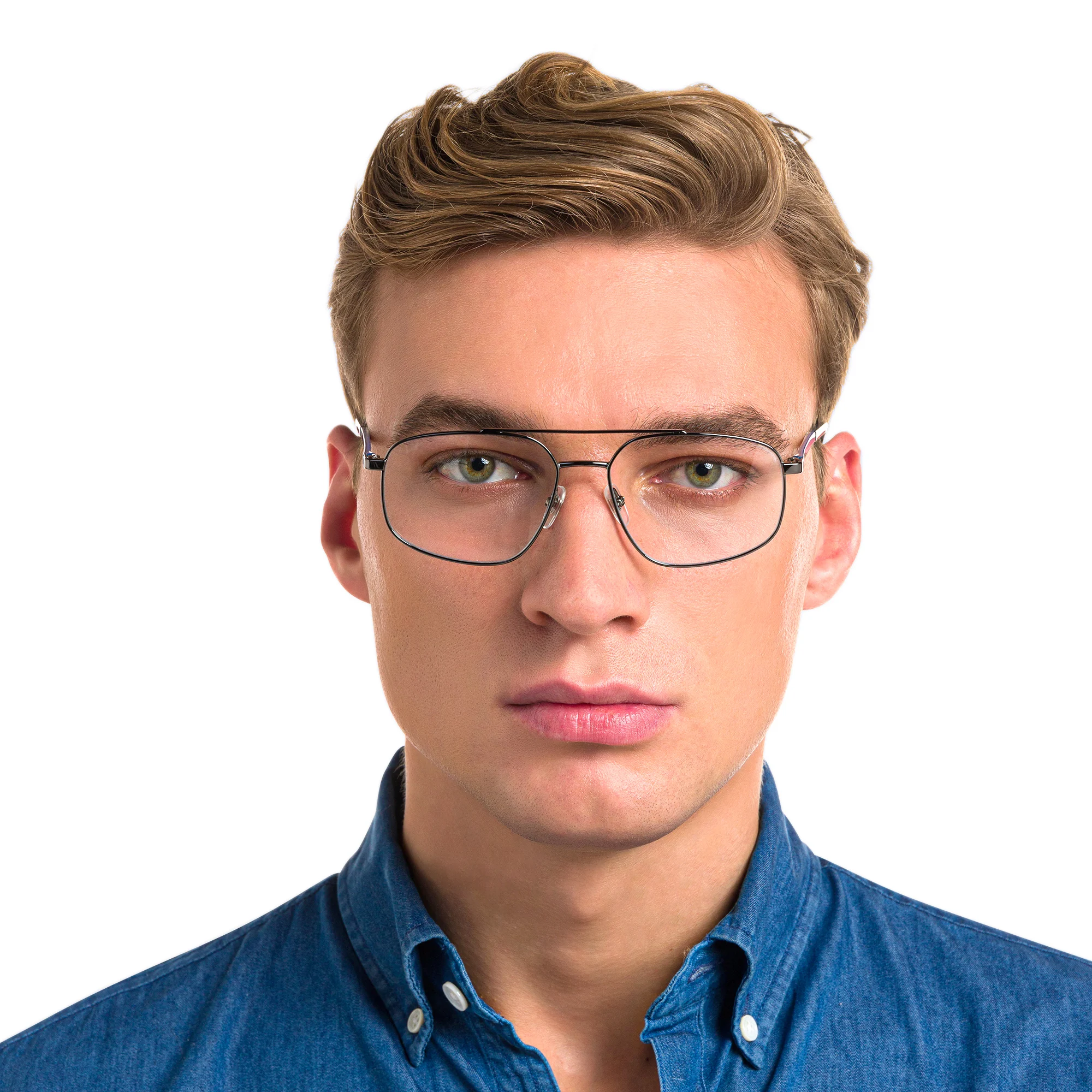 Shop EYE'M Wide Aviator Eyeglasses in Gunmetal online.