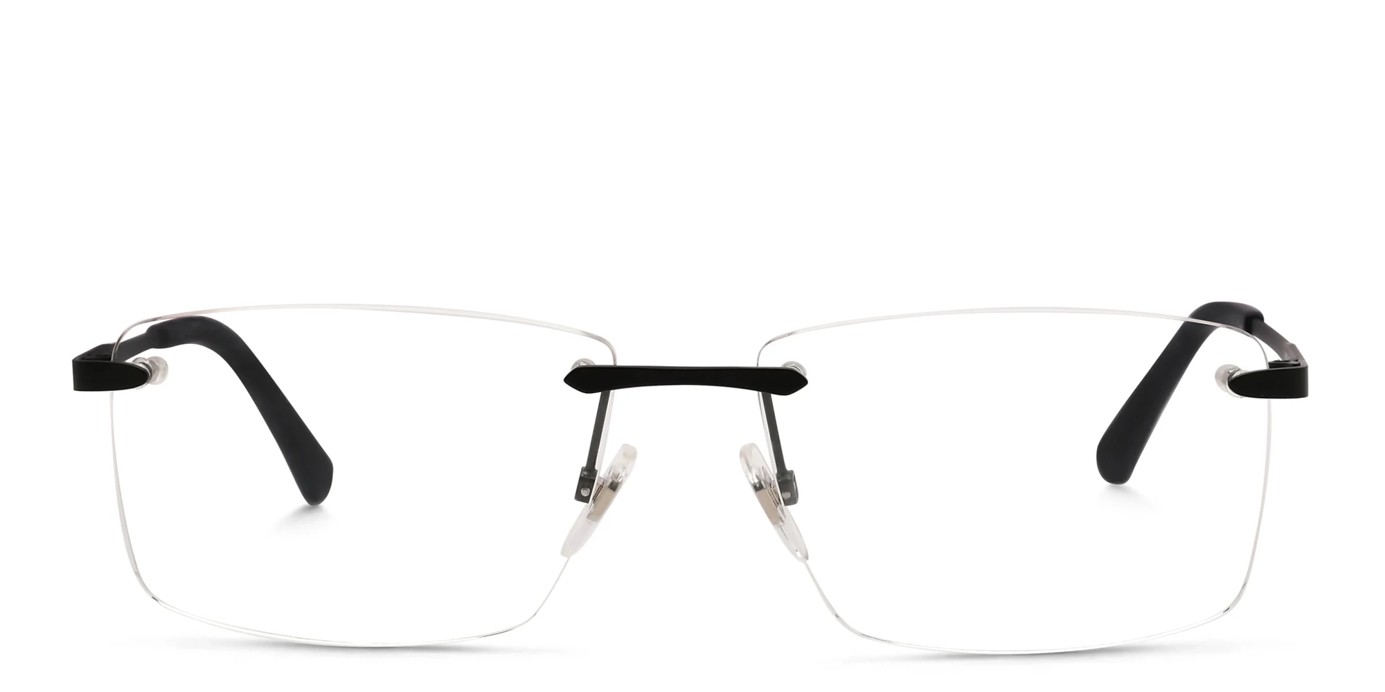 Shop EYE'M Rimless Wide Rectangle Eyeglasses in Black online.