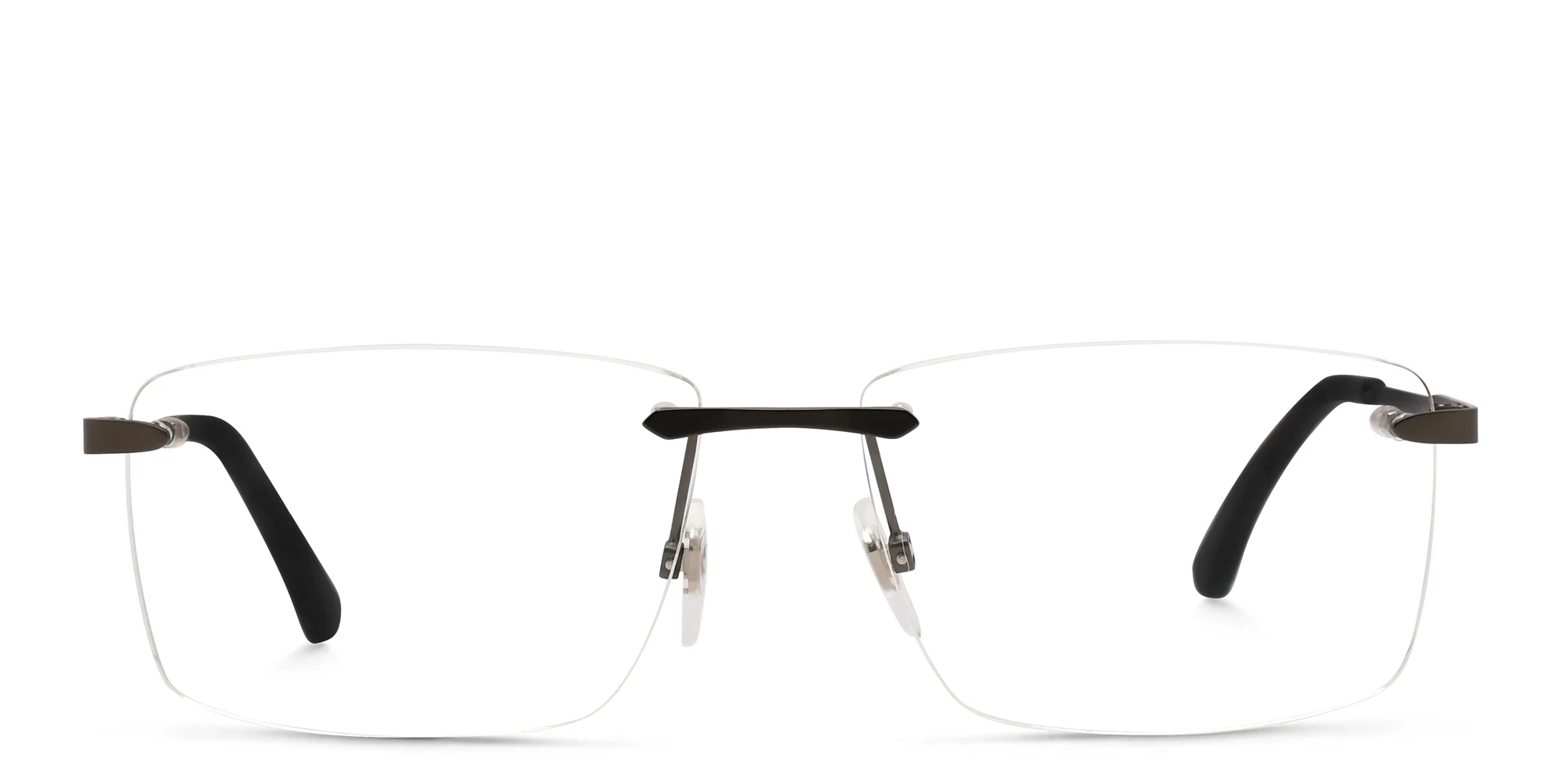 Shop EYE'M Rimless Wide Rectangle Eyeglasses in Gunmetal online.