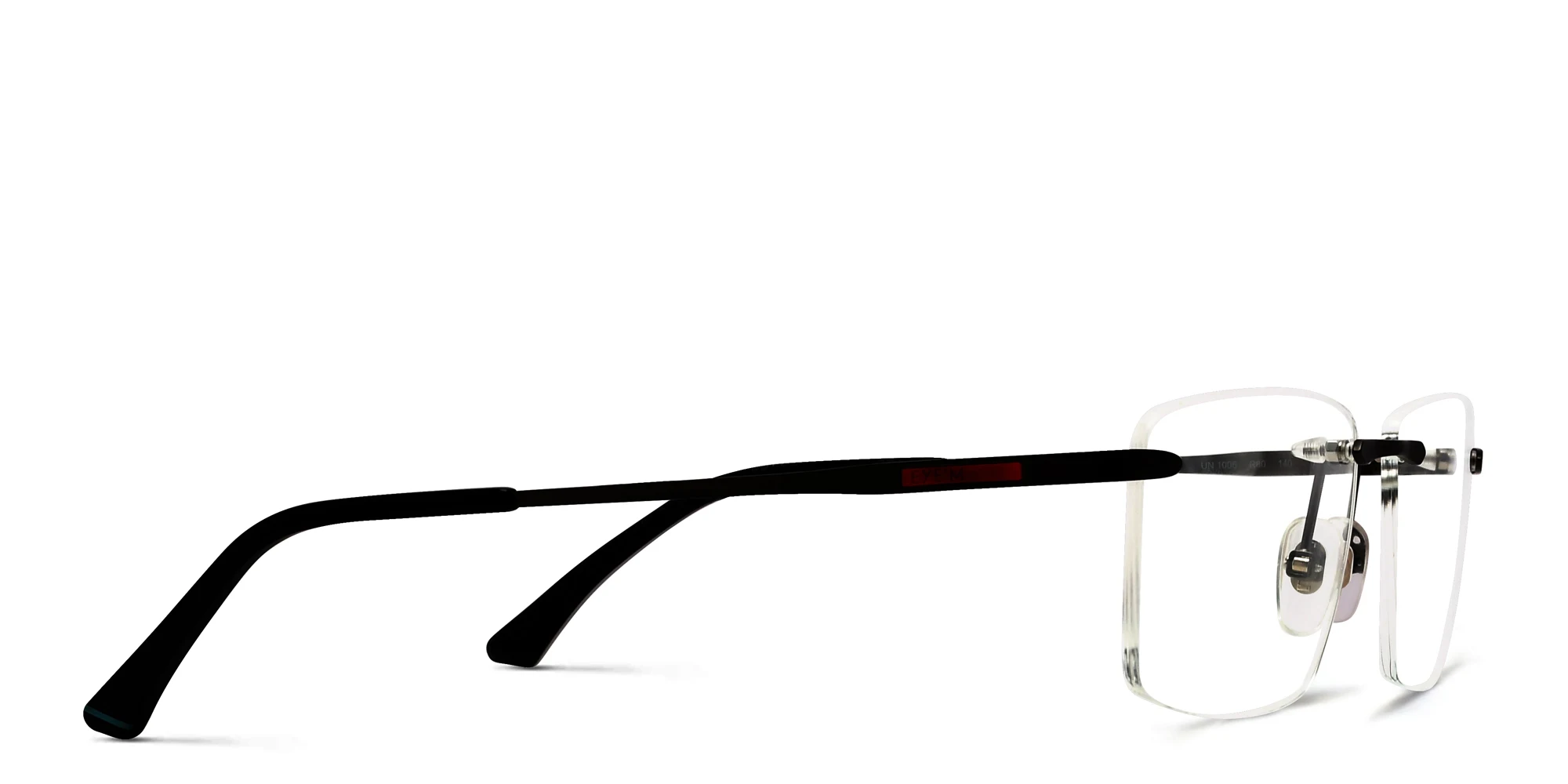 Shop EYE'M Rimless Wide Rectangle Eyeglasses in Gunmetal online.