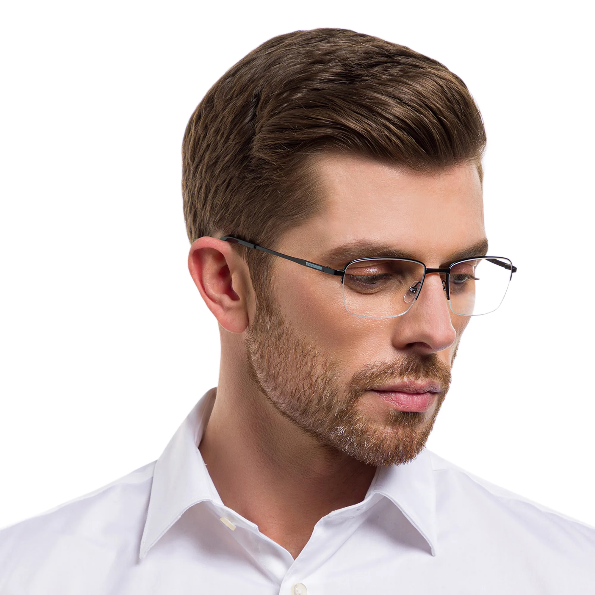 Shop EYE'M Half Rim Rectangle Eyeglasses in Black online.