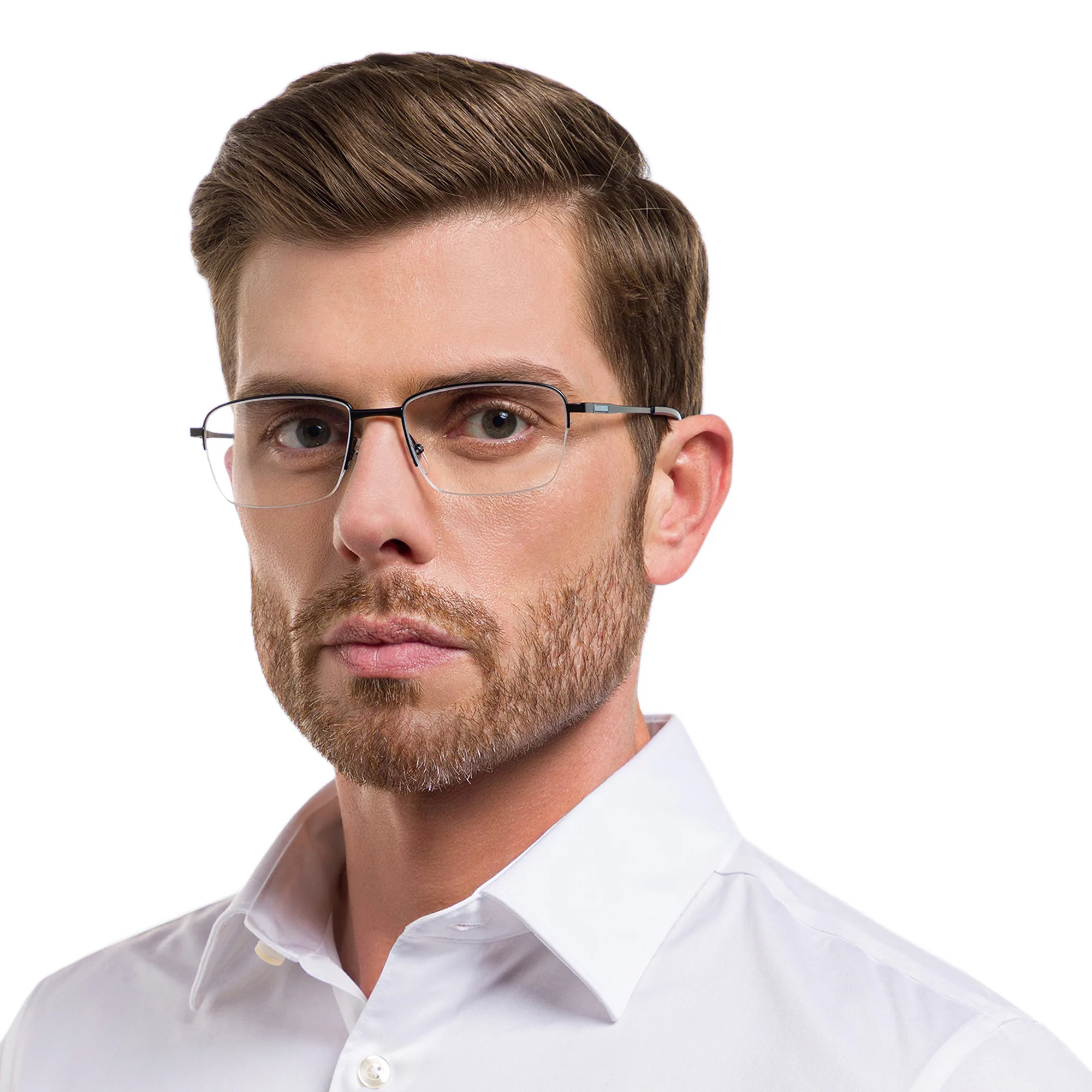 Shop EYE'M Half Rim Rectangle Eyeglasses in Black online.