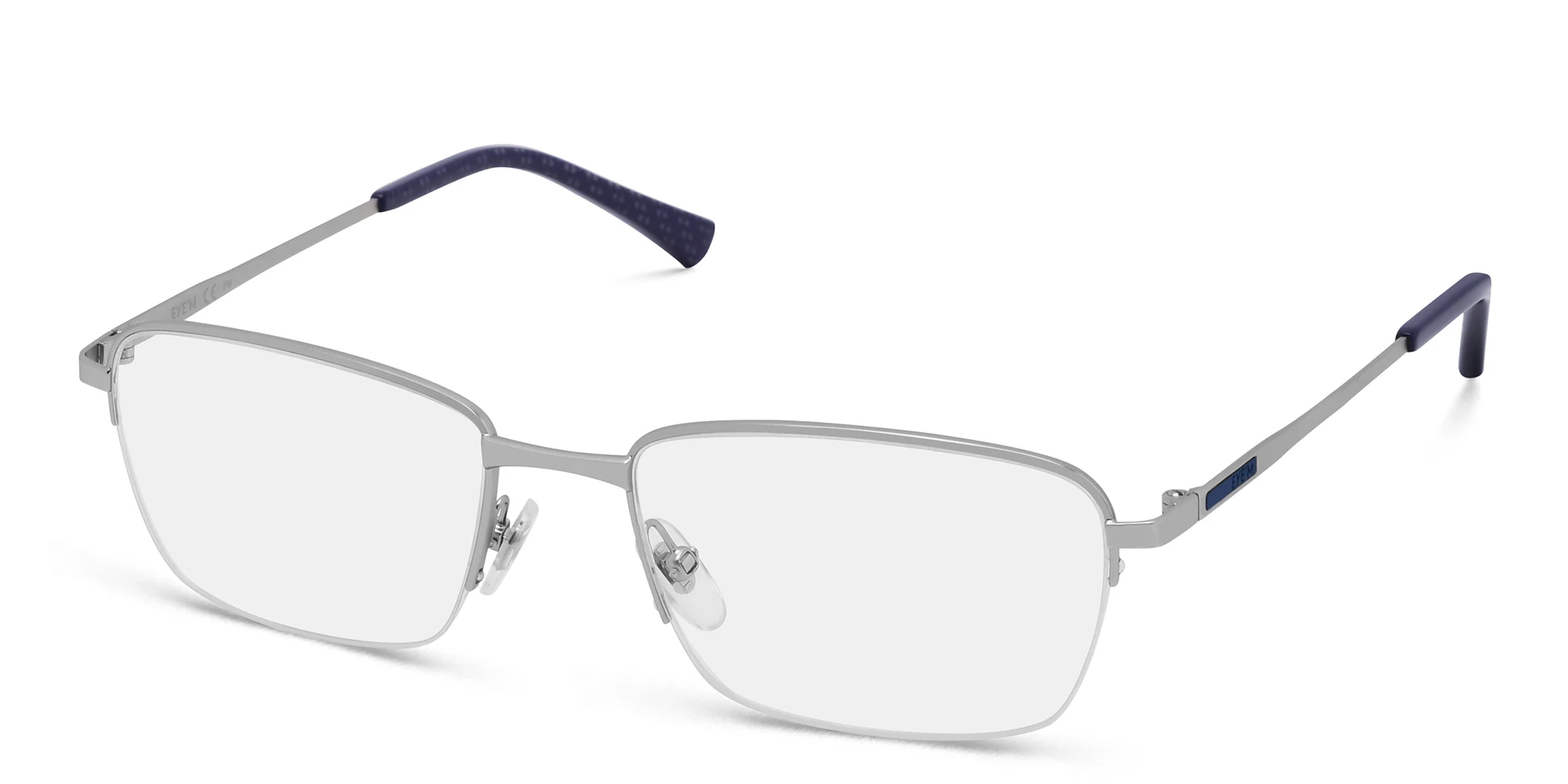 Shop EYE'M Half Rim Rectangle Eyeglasses in Silver online.