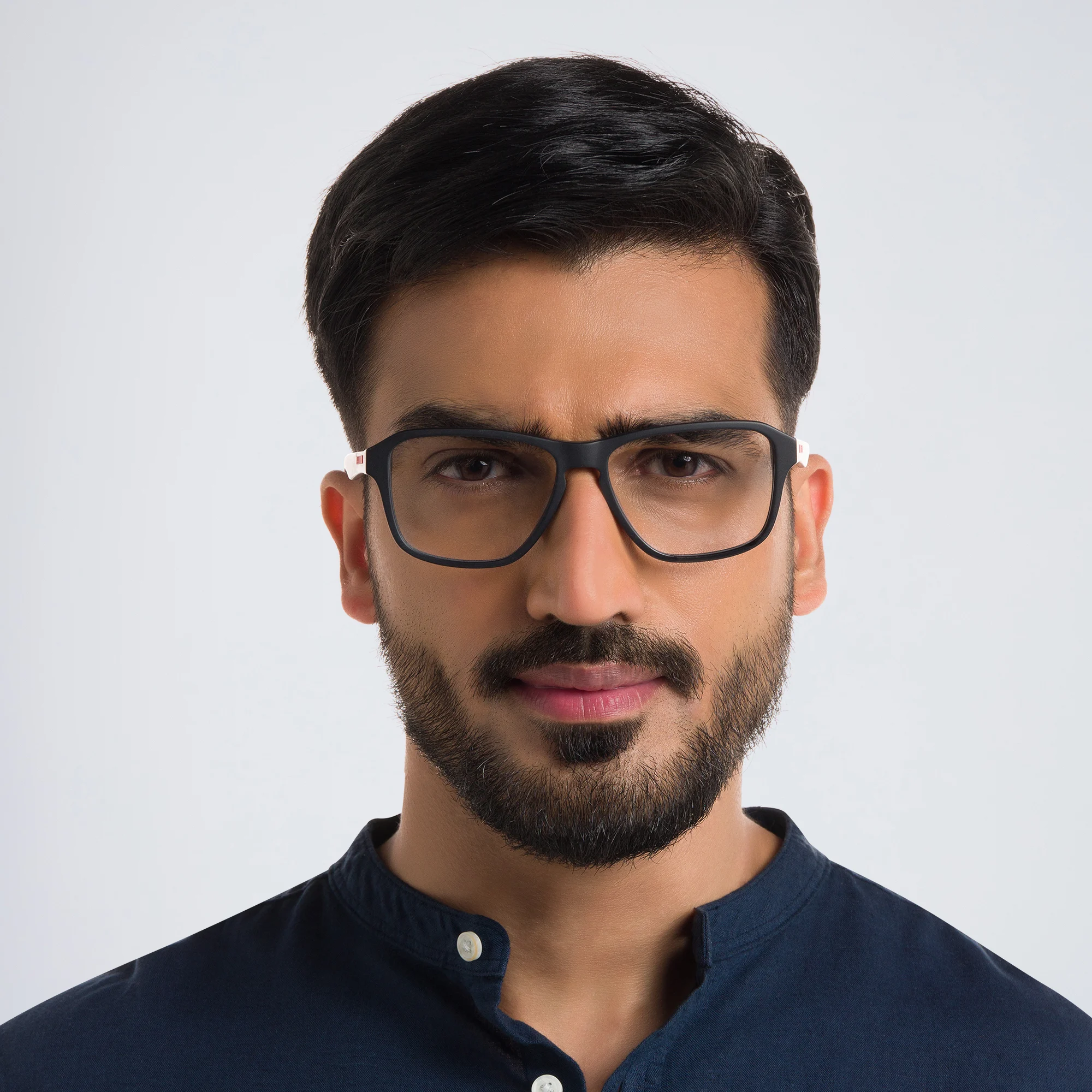 Shop EYE'M Wide Rectangle Eyeglasses in Black online.