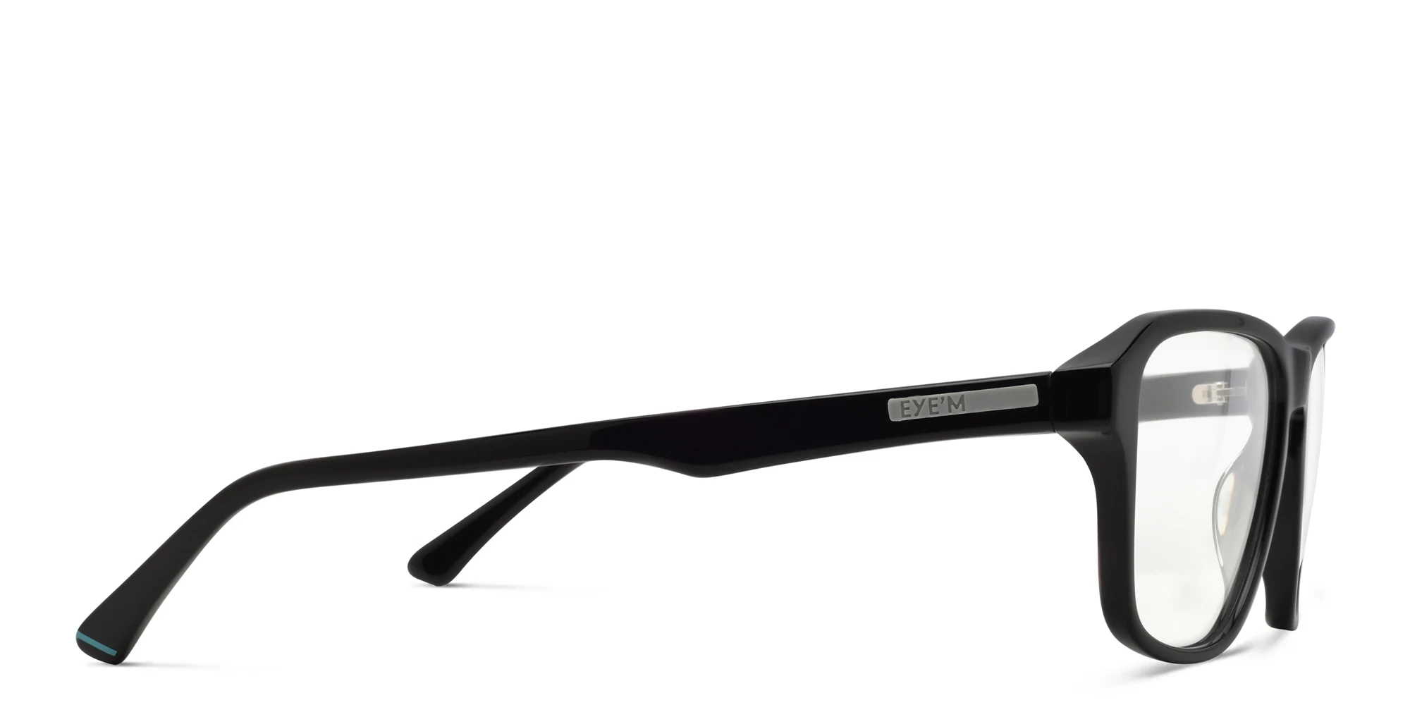 Shop EYE'M Wide Rectangle Eyeglasses in Shiny Black online.