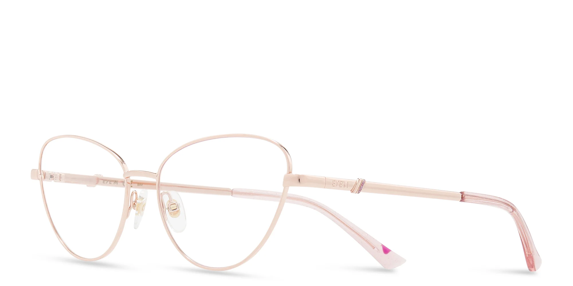 Shop EYE'M Wide Cat Eye Eyeglasses in Rose Gold online.