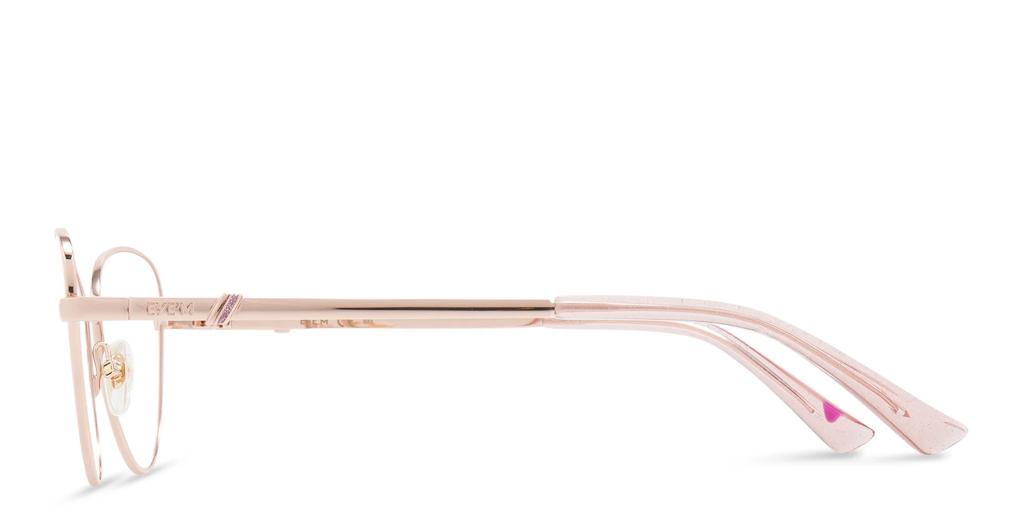 Shop EYE'M Wide Cat Eye Eyeglasses in Rose Gold online.