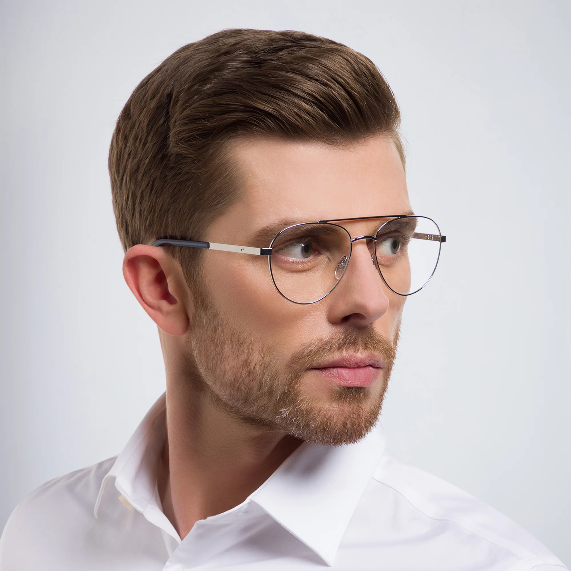 Shop EYE'M Wide Aviator Eyeglasses in Silver online.