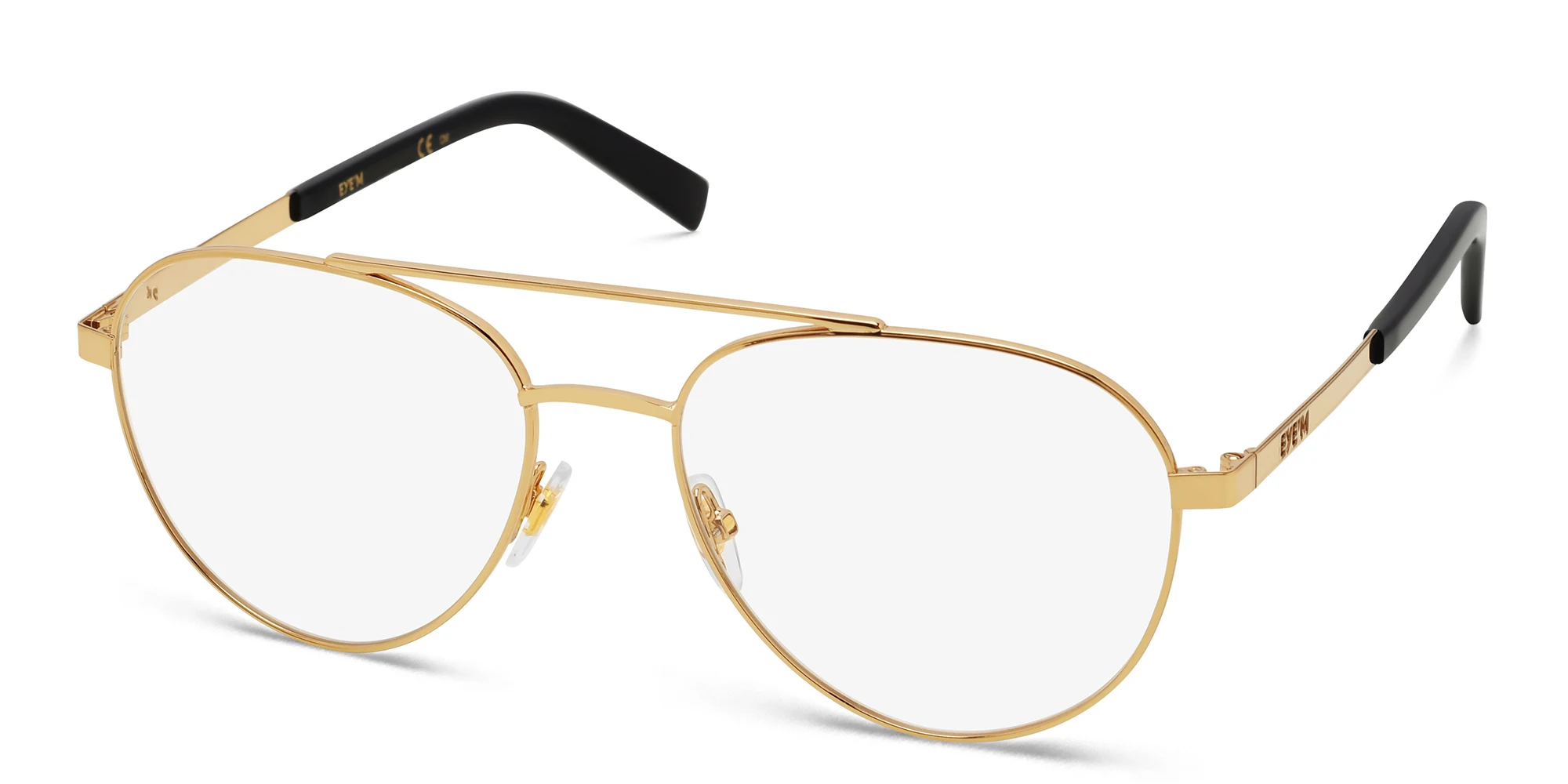 Shop EYE'M Wide Aviator Eyeglasses in Gold Black online.
