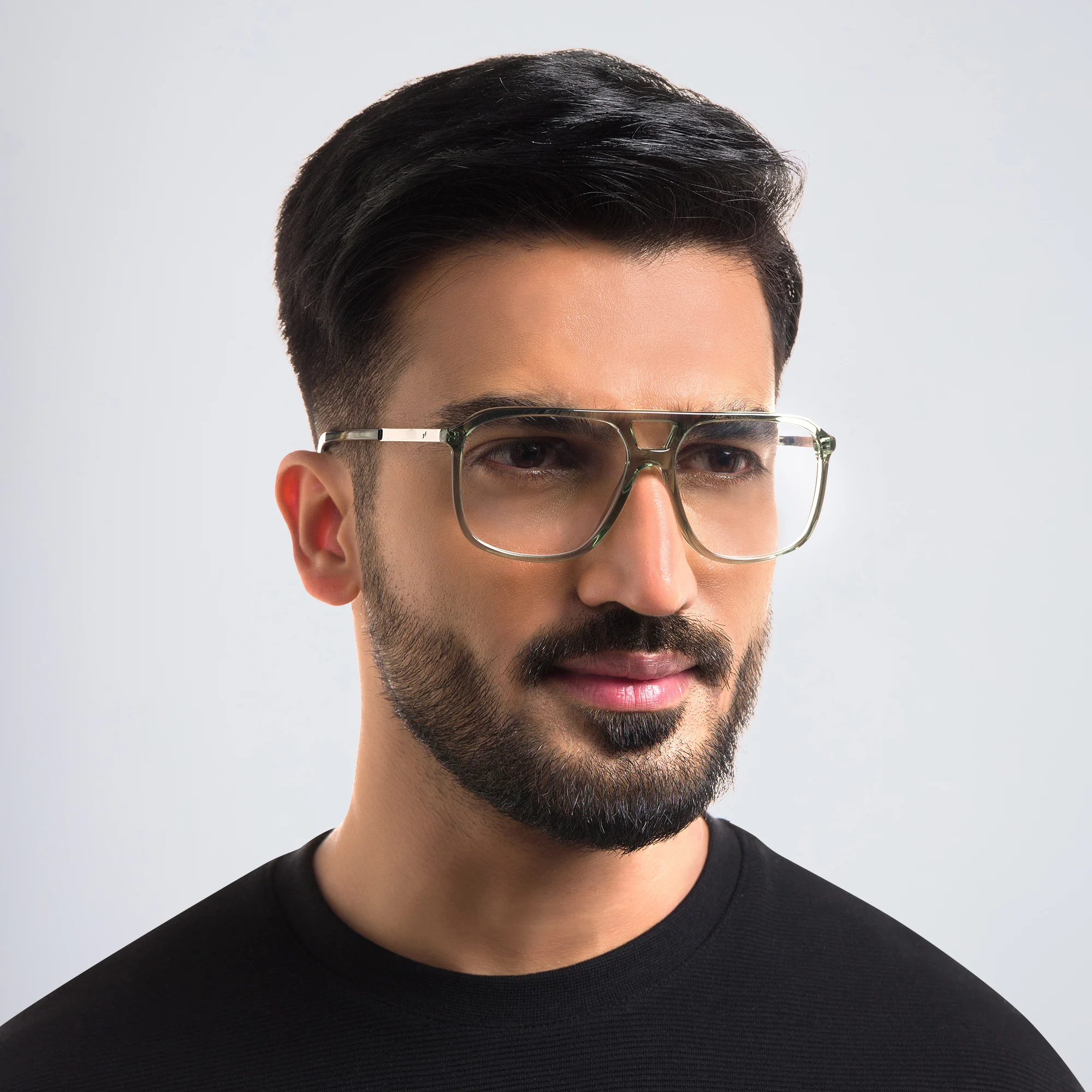 Shop EYE'M Wide Aviator Eyeglasses in Green online.