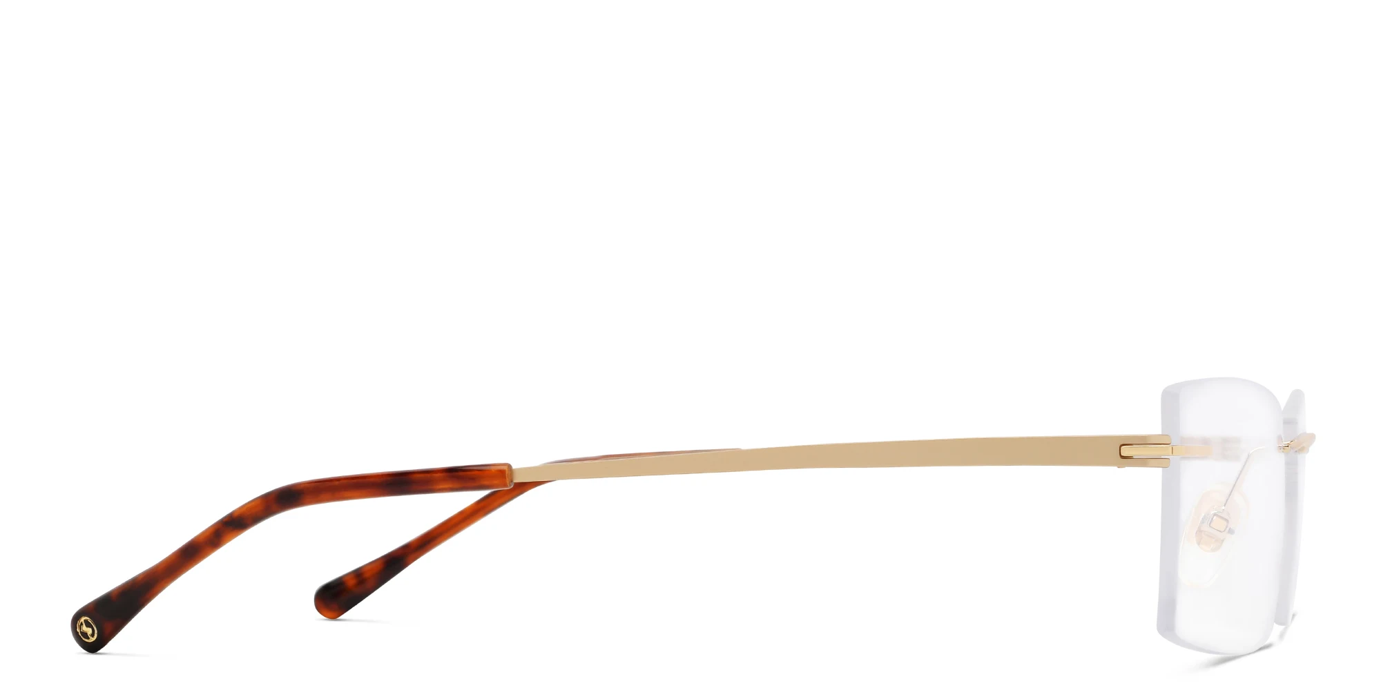 Shop EYE'M Rimless Rectangle Eyeglasses in Gold online.